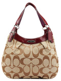 F19251 Beige Signature Canvas Hobo Shoulder Bag