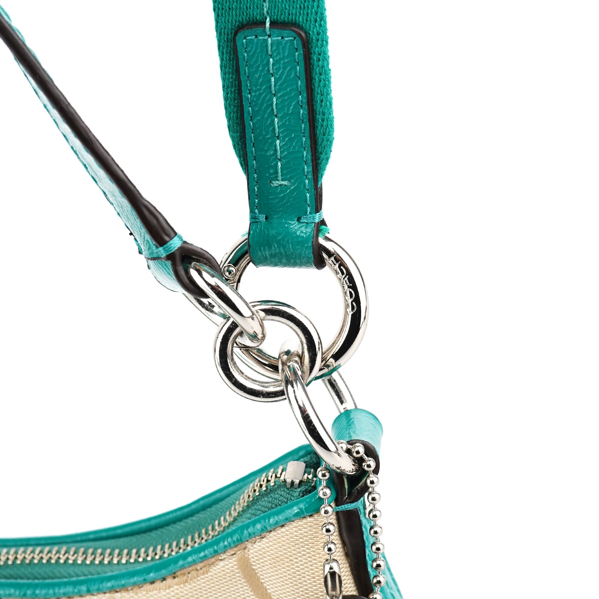 F23544 Beige Green Signature C 2-Way Bag
