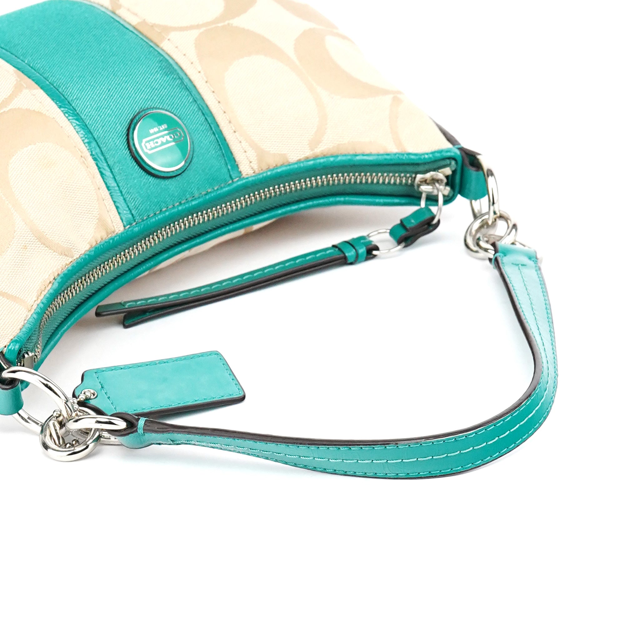 F23544 Beige Green Signature C 2-Way Bag