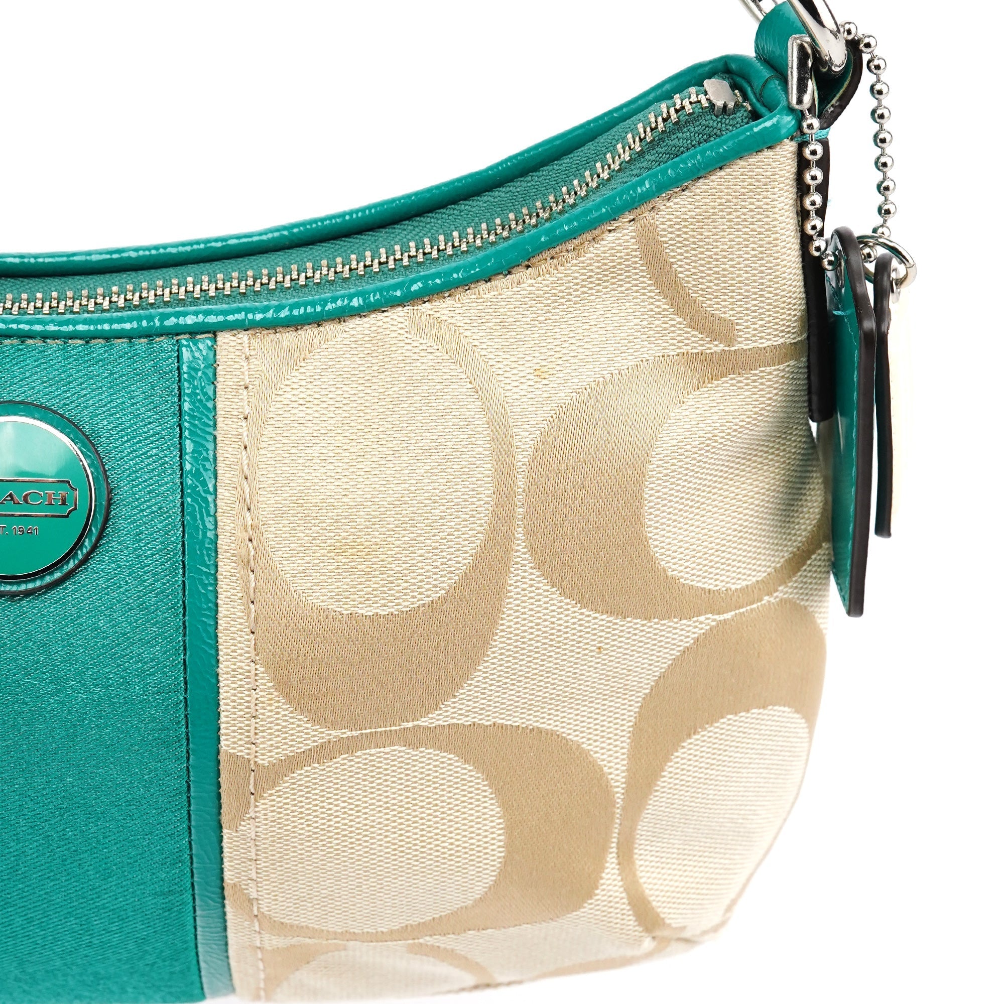 F23544 Beige Green Signature C 2-Way Bag