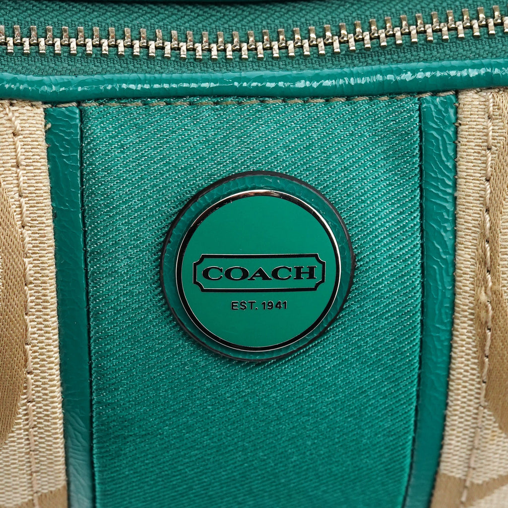 F23544 Beige Green Signature C 2-Way Bag