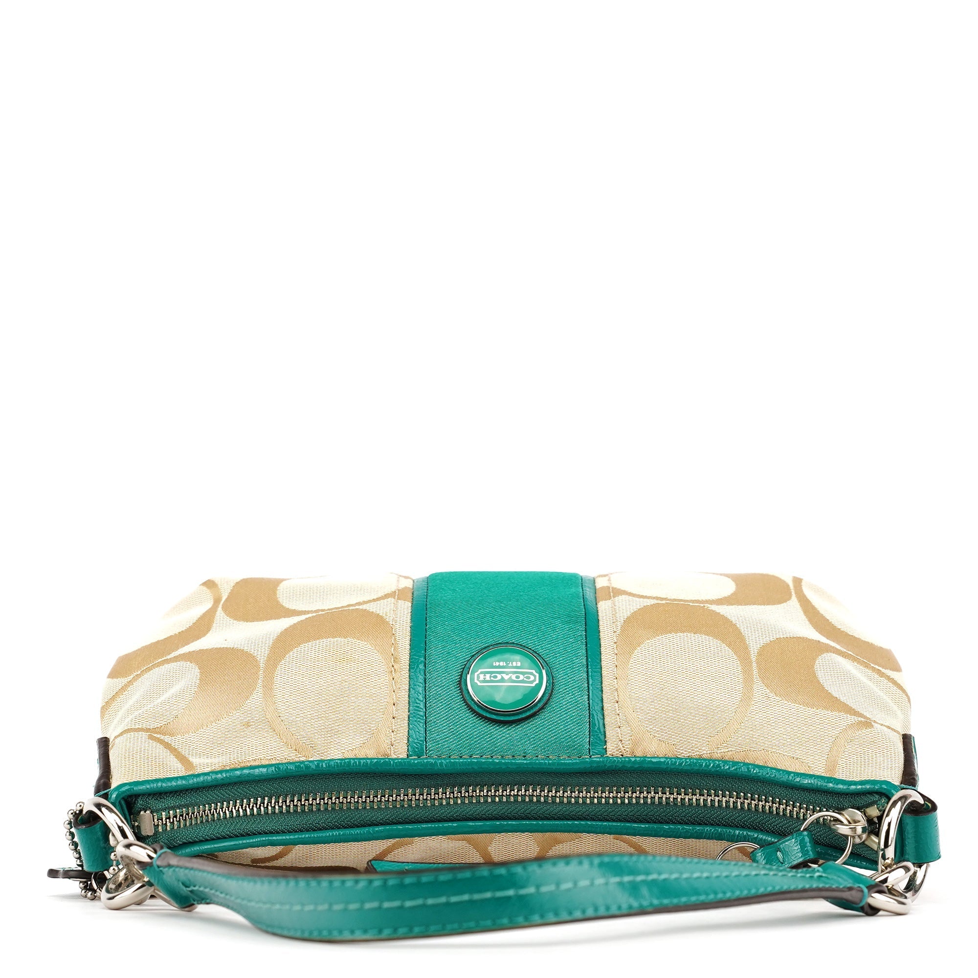 F23544 Beige Green Signature C 2-Way Bag