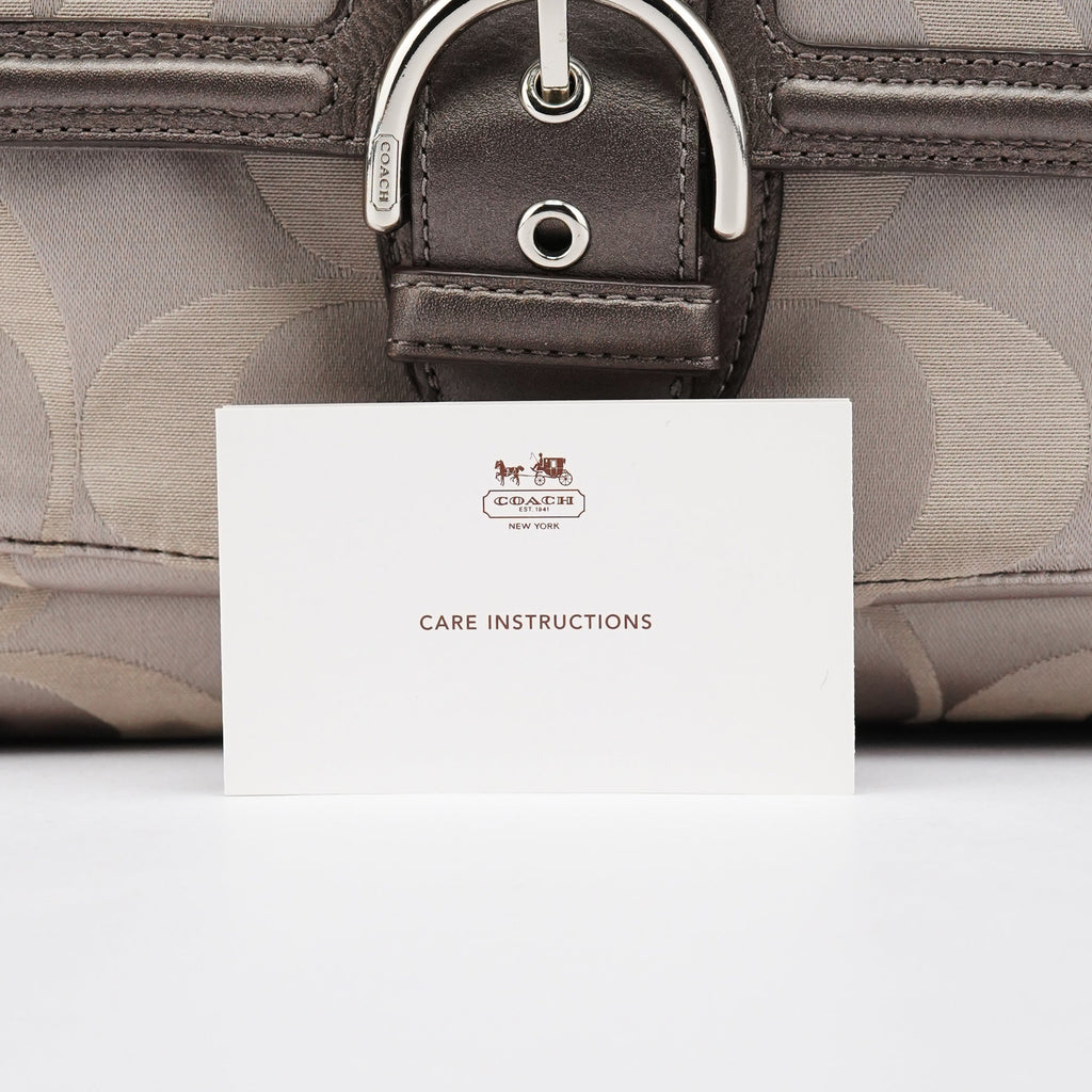 F24742 Beige Metallic Leather Soho Tote Bag