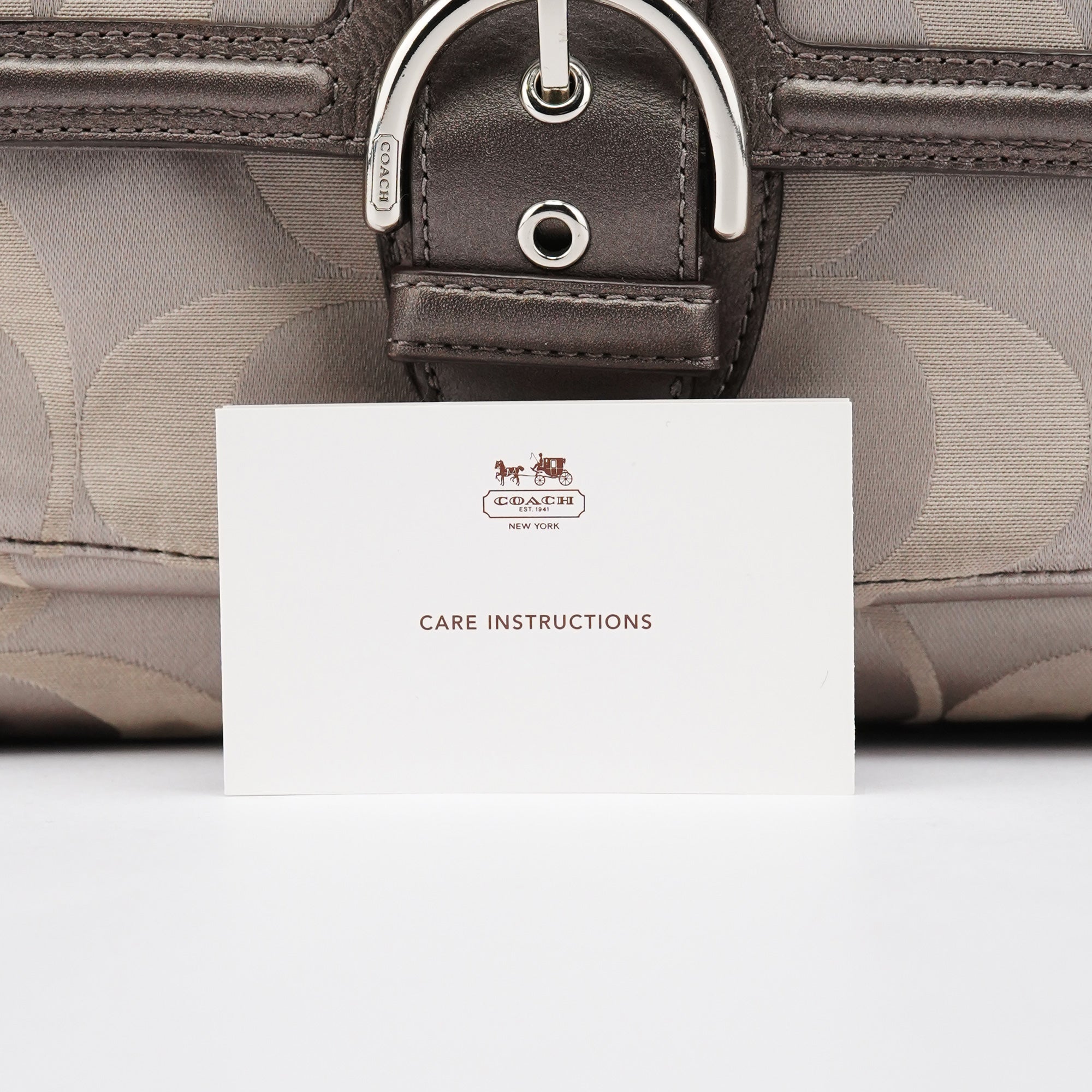 F24742 Beige Metallic Leather Soho Tote Bag