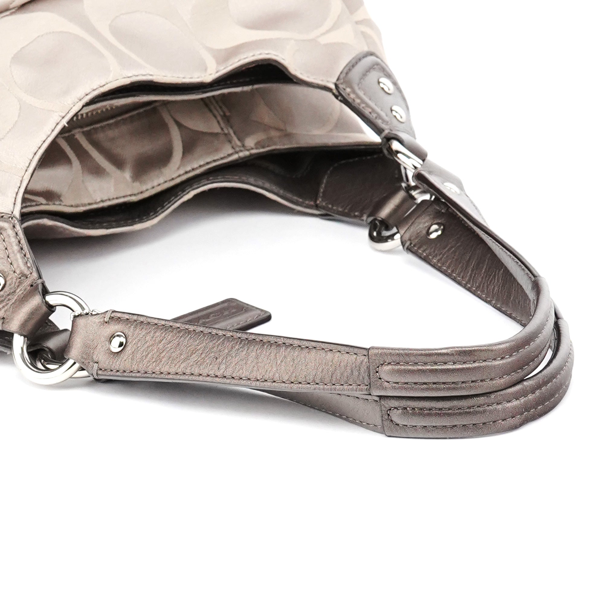 F24742 Beige Metallic Leather Soho Tote Bag