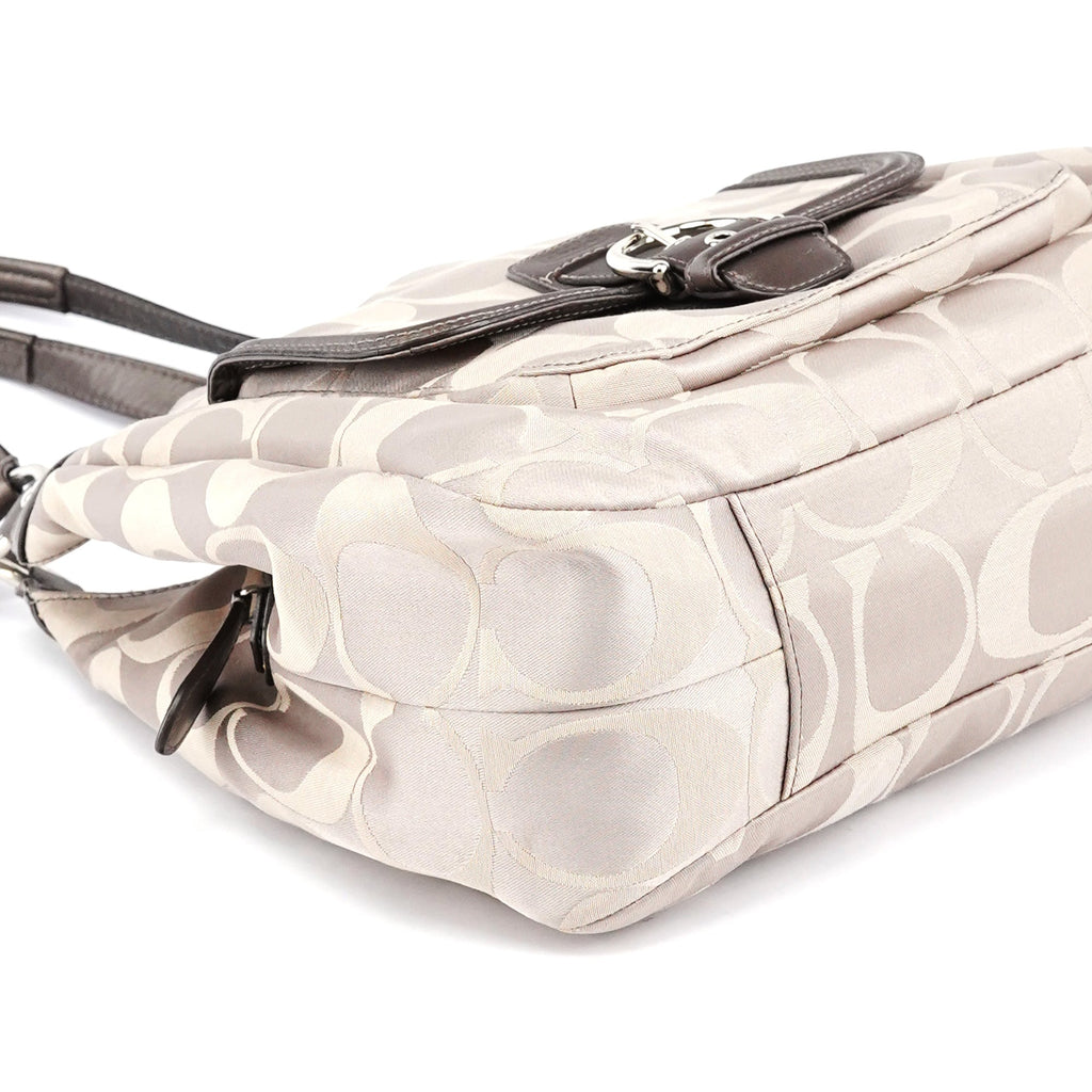 F24742 Beige Metallic Leather Soho Tote Bag