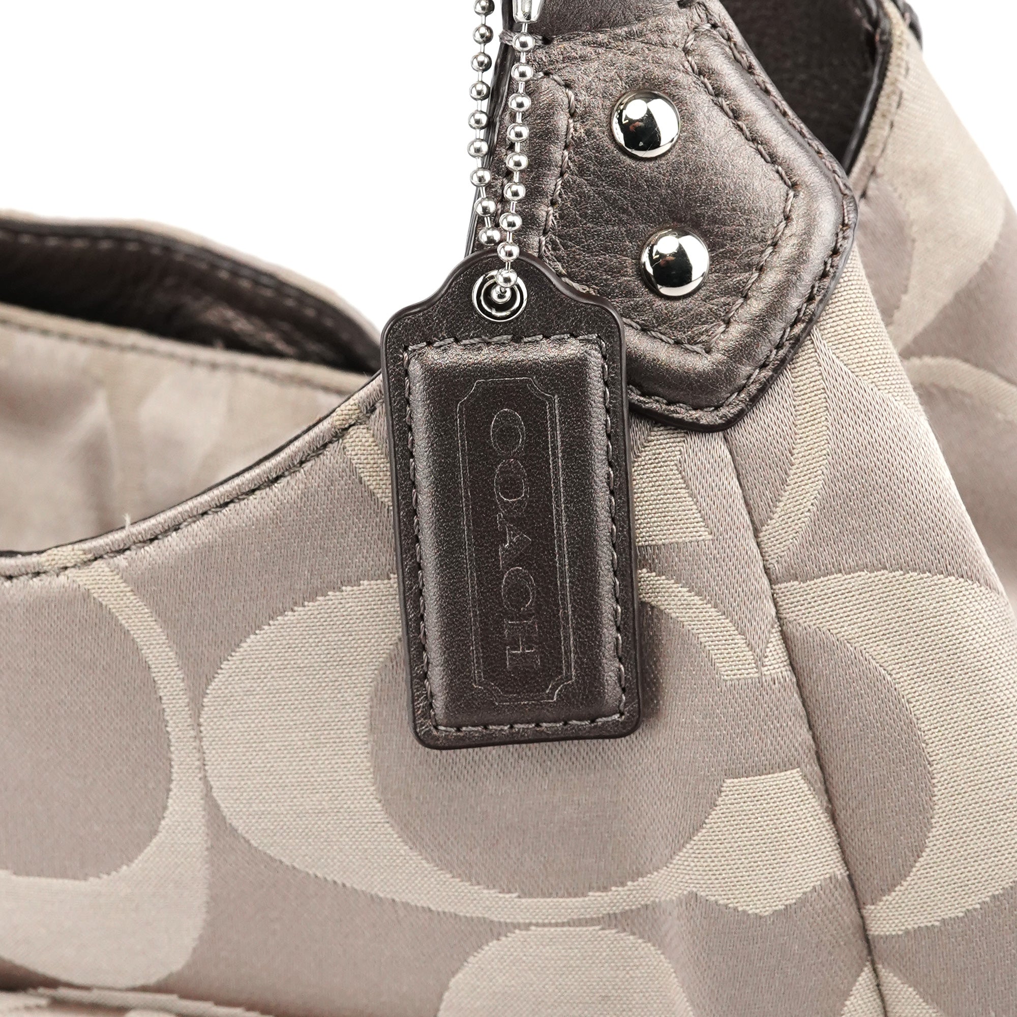F24742 Beige Metallic Leather Soho Tote Bag