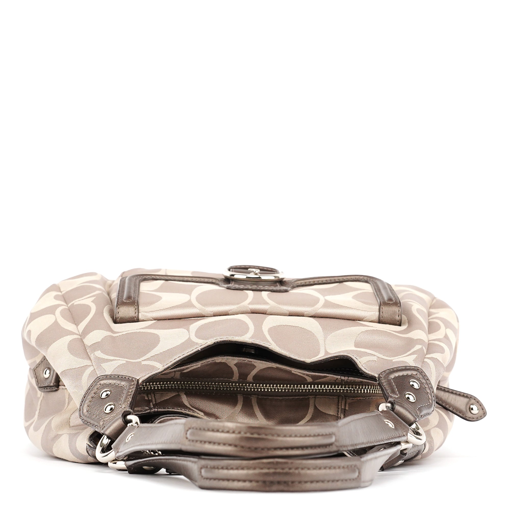 F24742 Beige Metallic Leather Soho Tote Bag