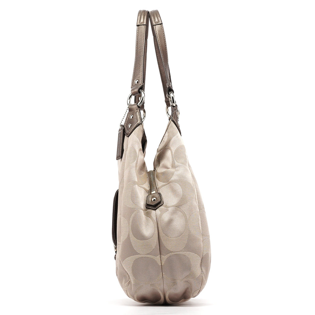 F24742 Beige Metallic Leather Soho Tote Bag