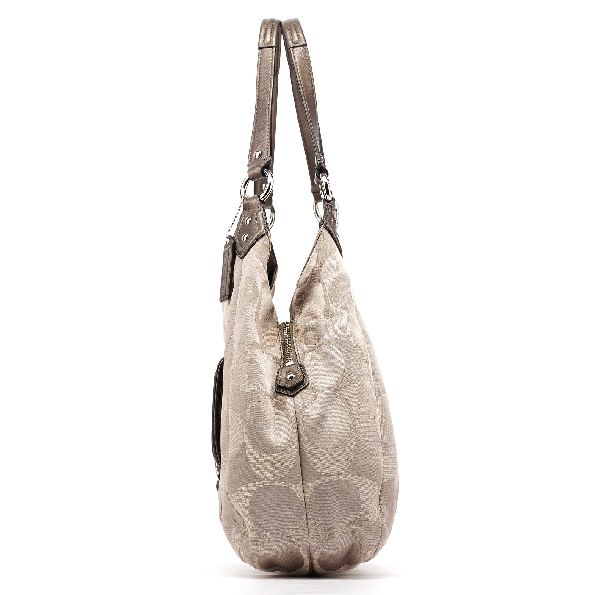 F24742 Beige Metallic Leather Soho Tote Bag
