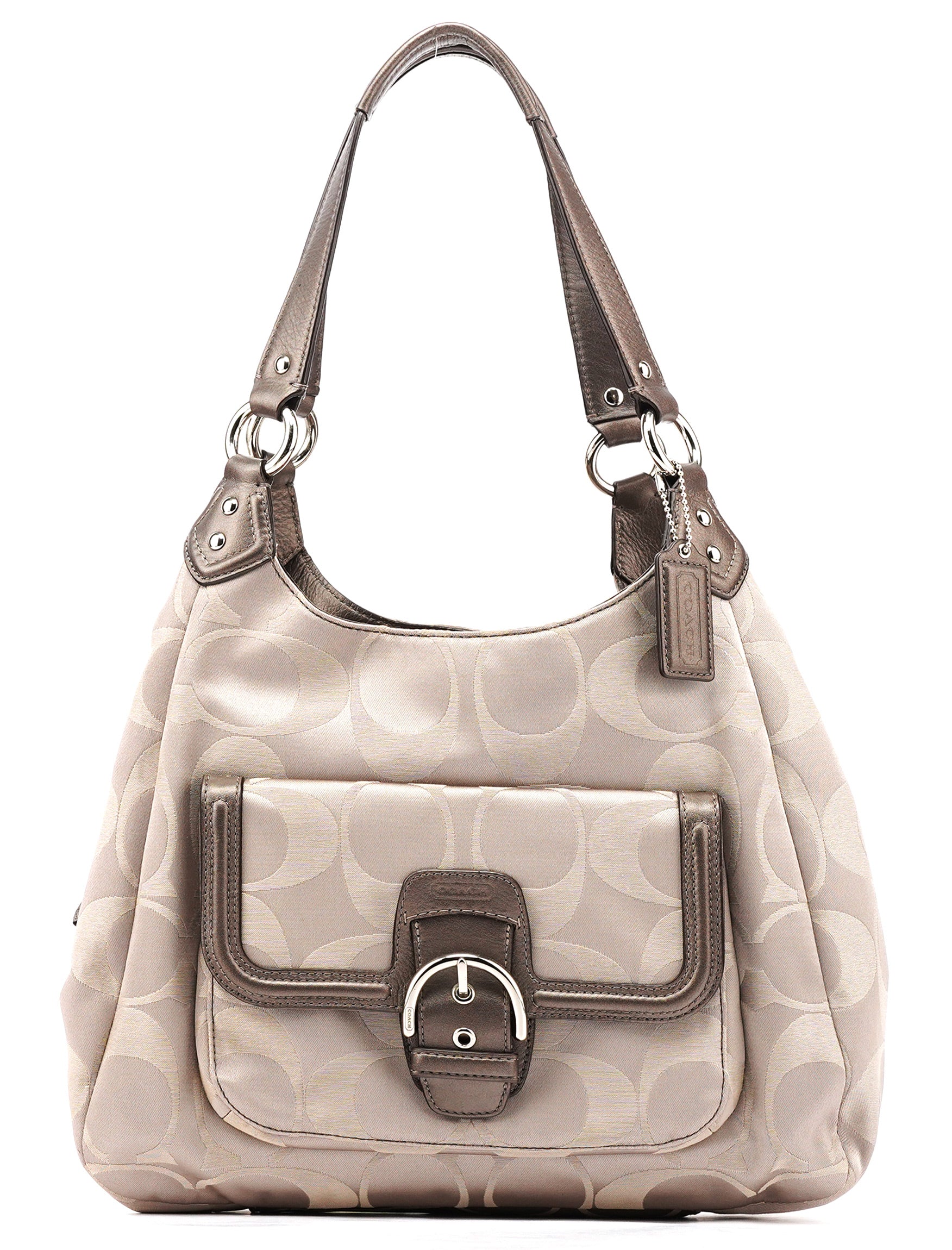 F24742 Beige Metallic Leather Soho Tote Bag