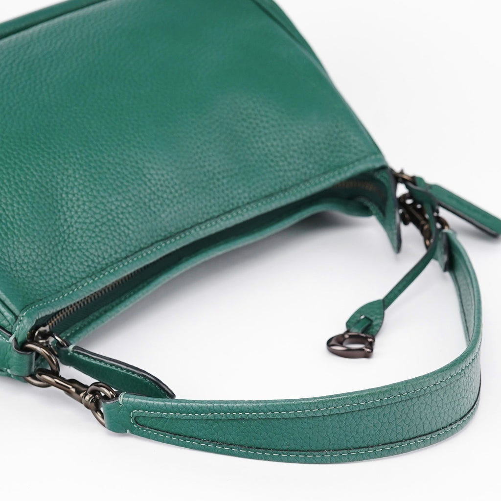 Green Pebbled Leather 2-Way Shoulder Bag