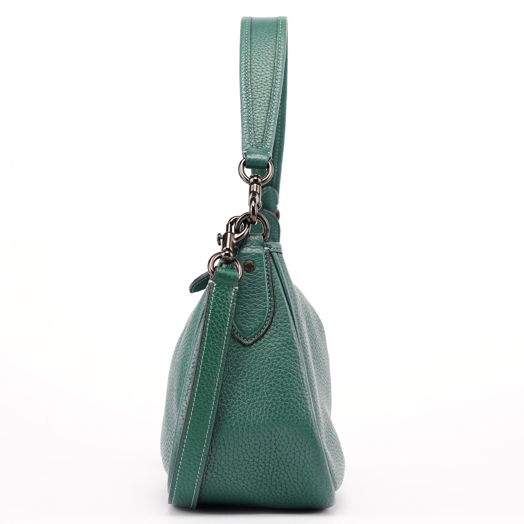 Green Pebbled Leather 2-Way Shoulder Bag