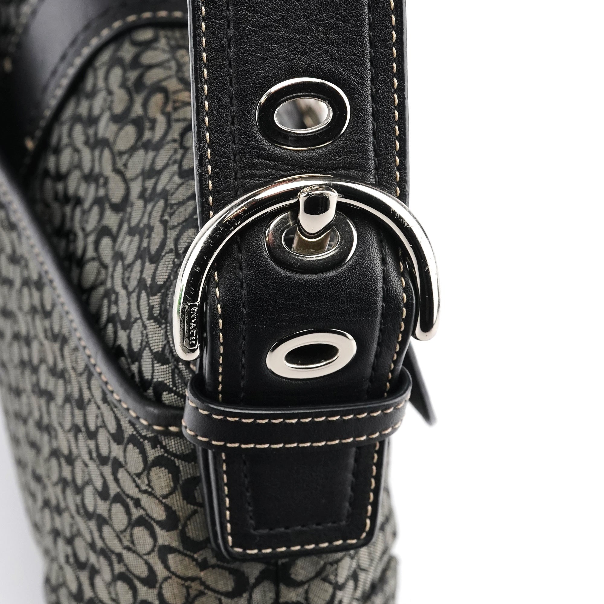Grey Black Signature Soho Shoulder Bag