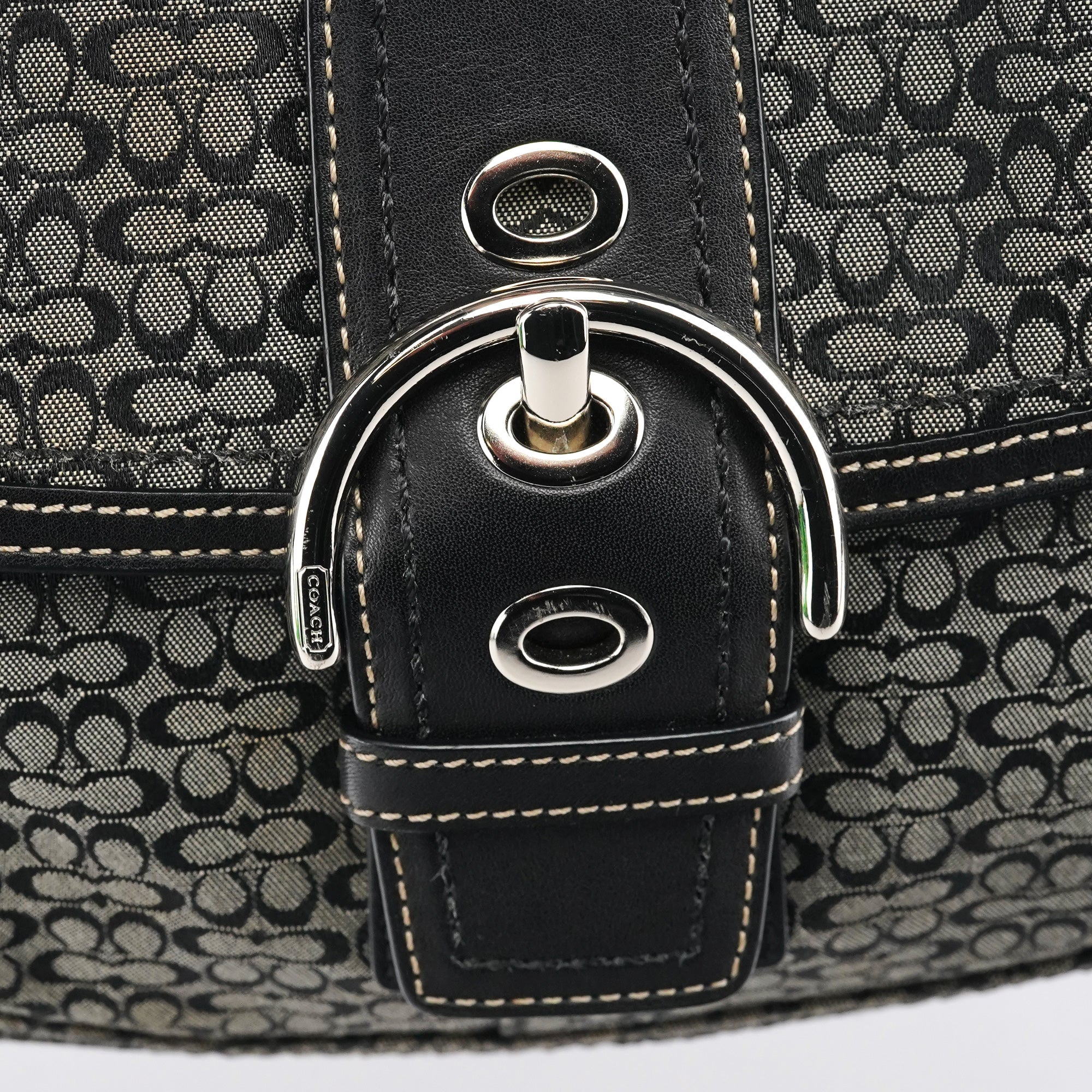 Grey Black Signature Soho Shoulder Bag