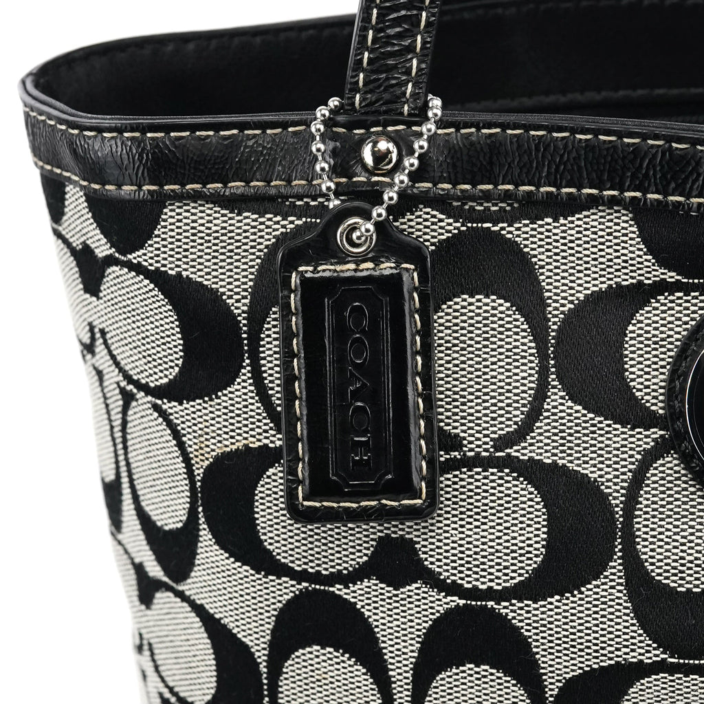 Grey Black Signature Tote Bag