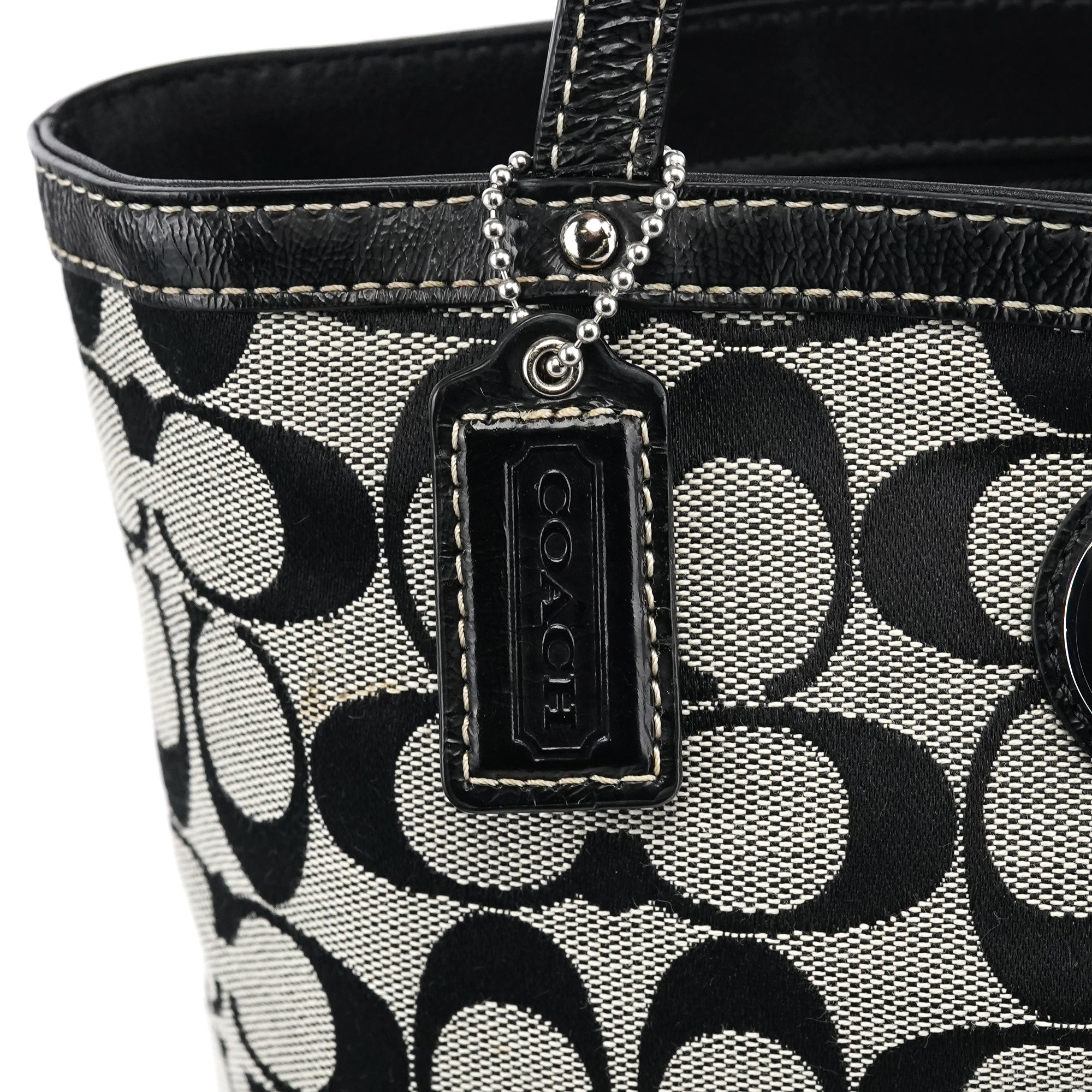 Grey Black Signature Tote Bag