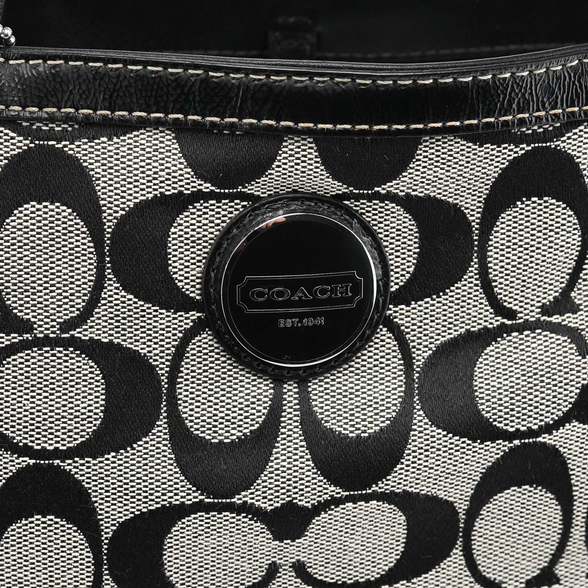 Grey Black Signature Tote Bag