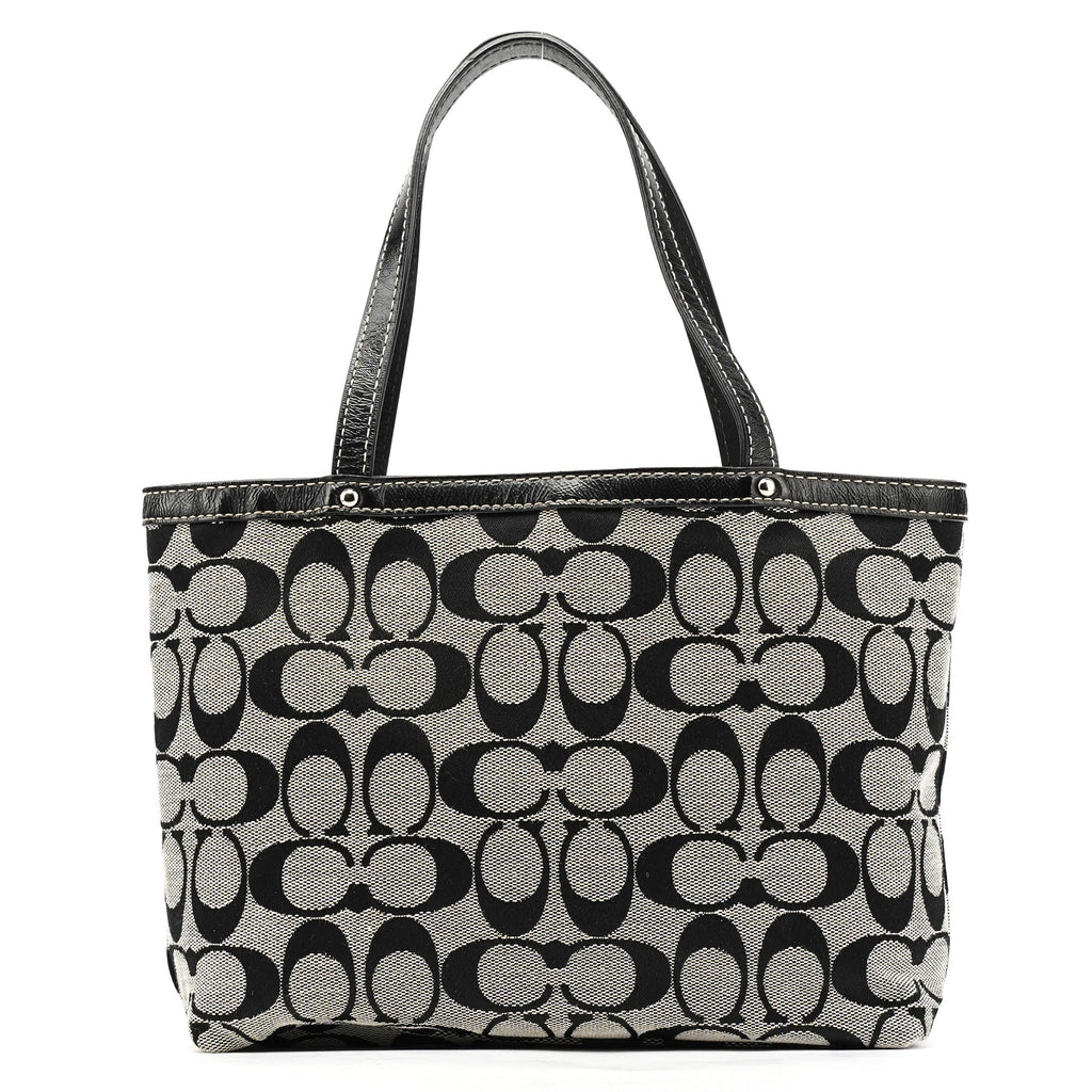 Grey Black Signature Tote Bag