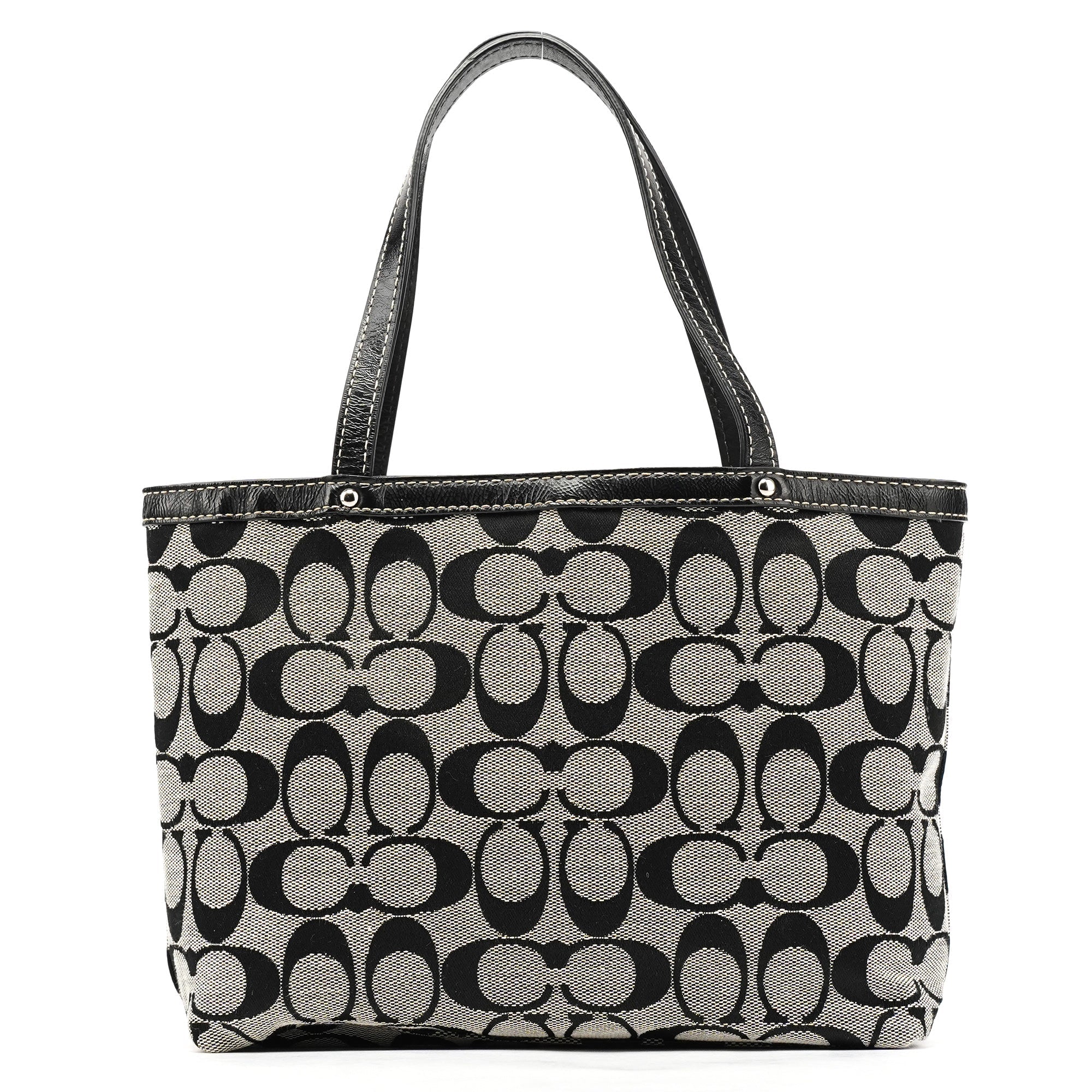 Grey Black Signature Tote Bag