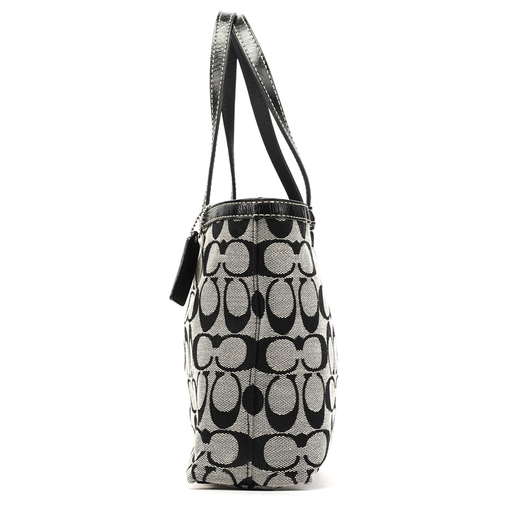 Grey Black Signature Tote Bag