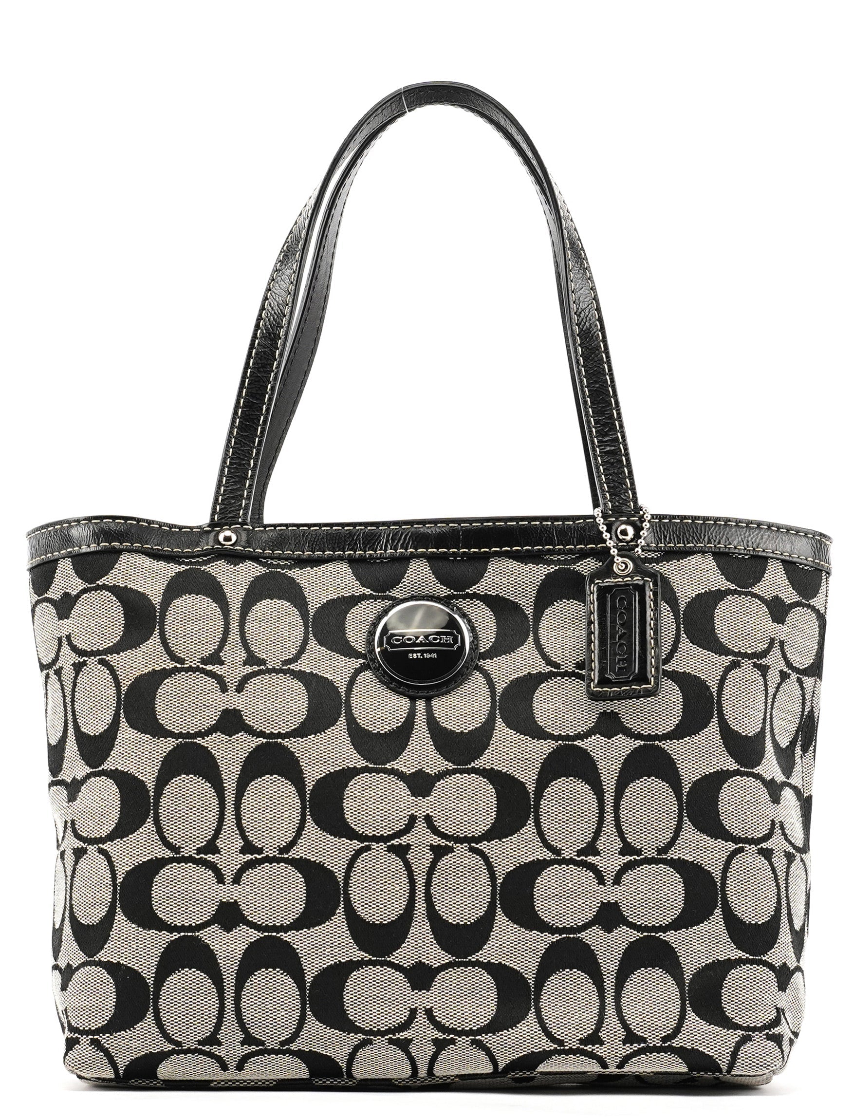 Grey Black Signature Tote Bag