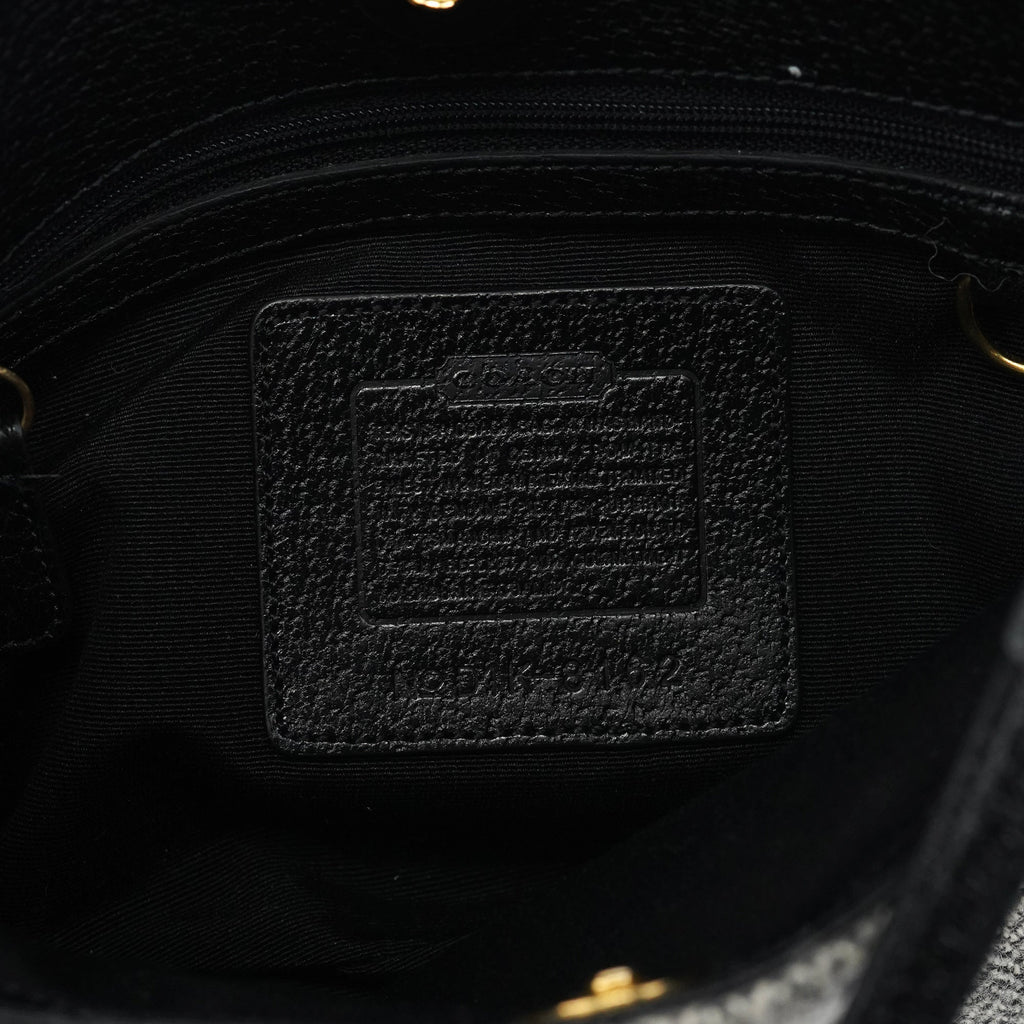 Grey Herringbone Wool Shoulder Bag