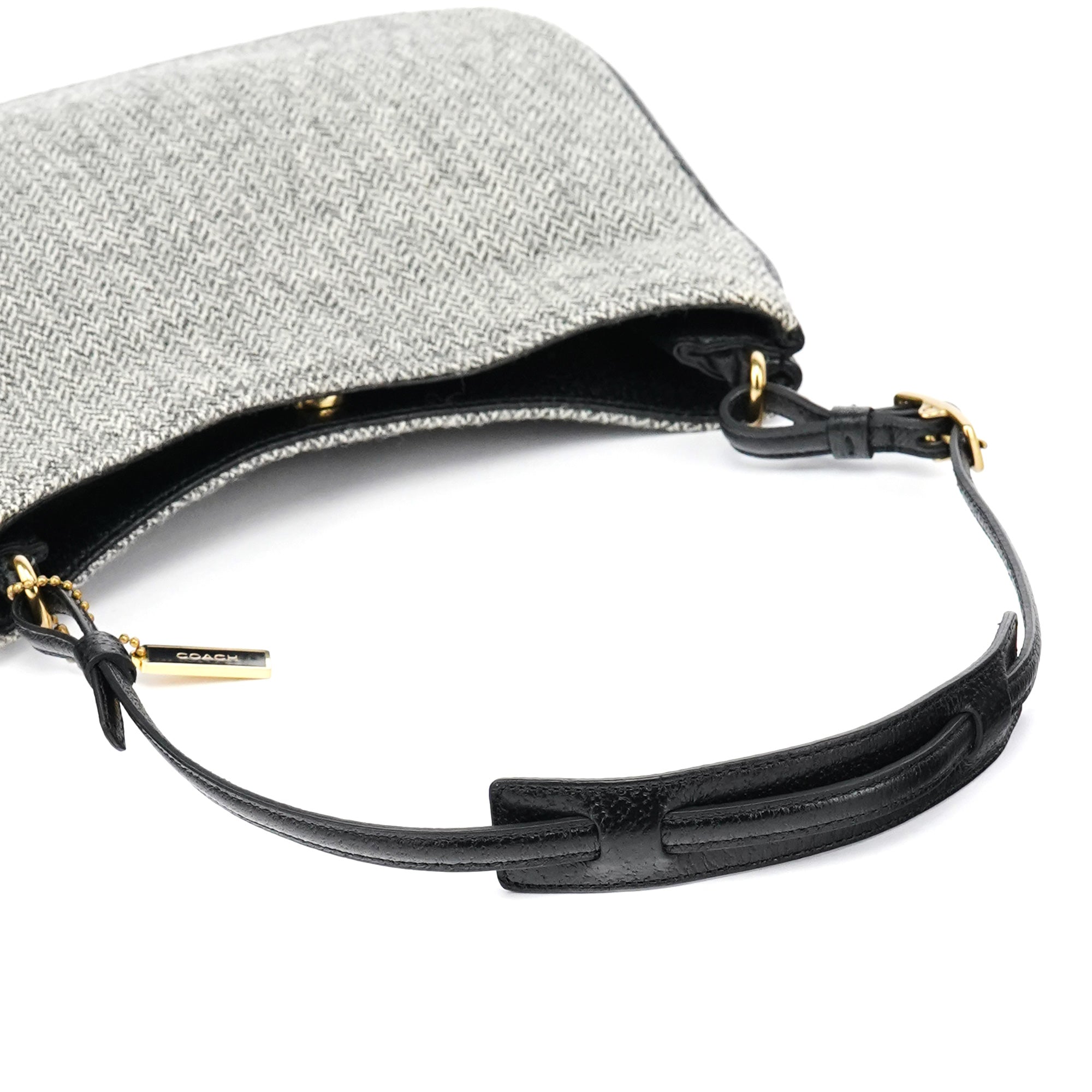 Grey Herringbone Wool Shoulder Bag