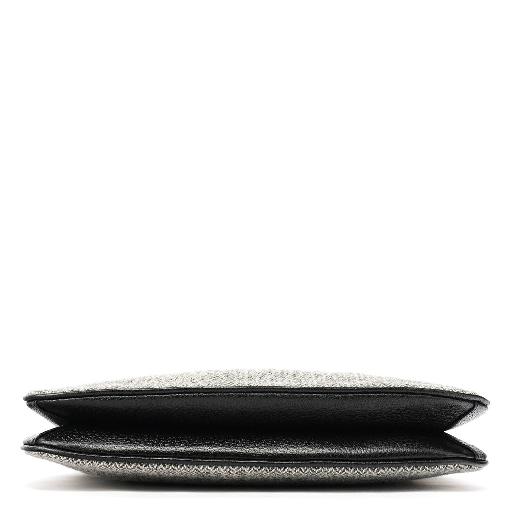 Grey Herringbone Wool Shoulder Bag