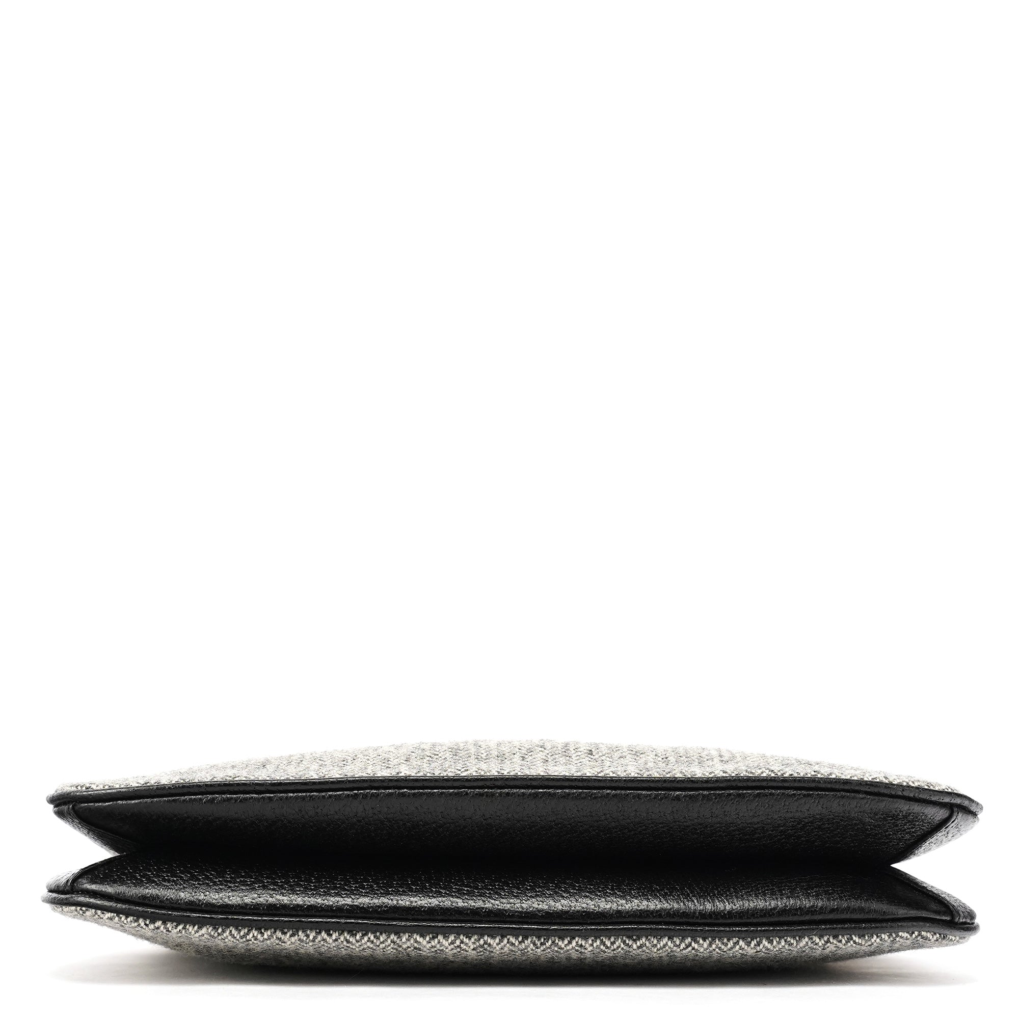 Grey Herringbone Wool Shoulder Bag