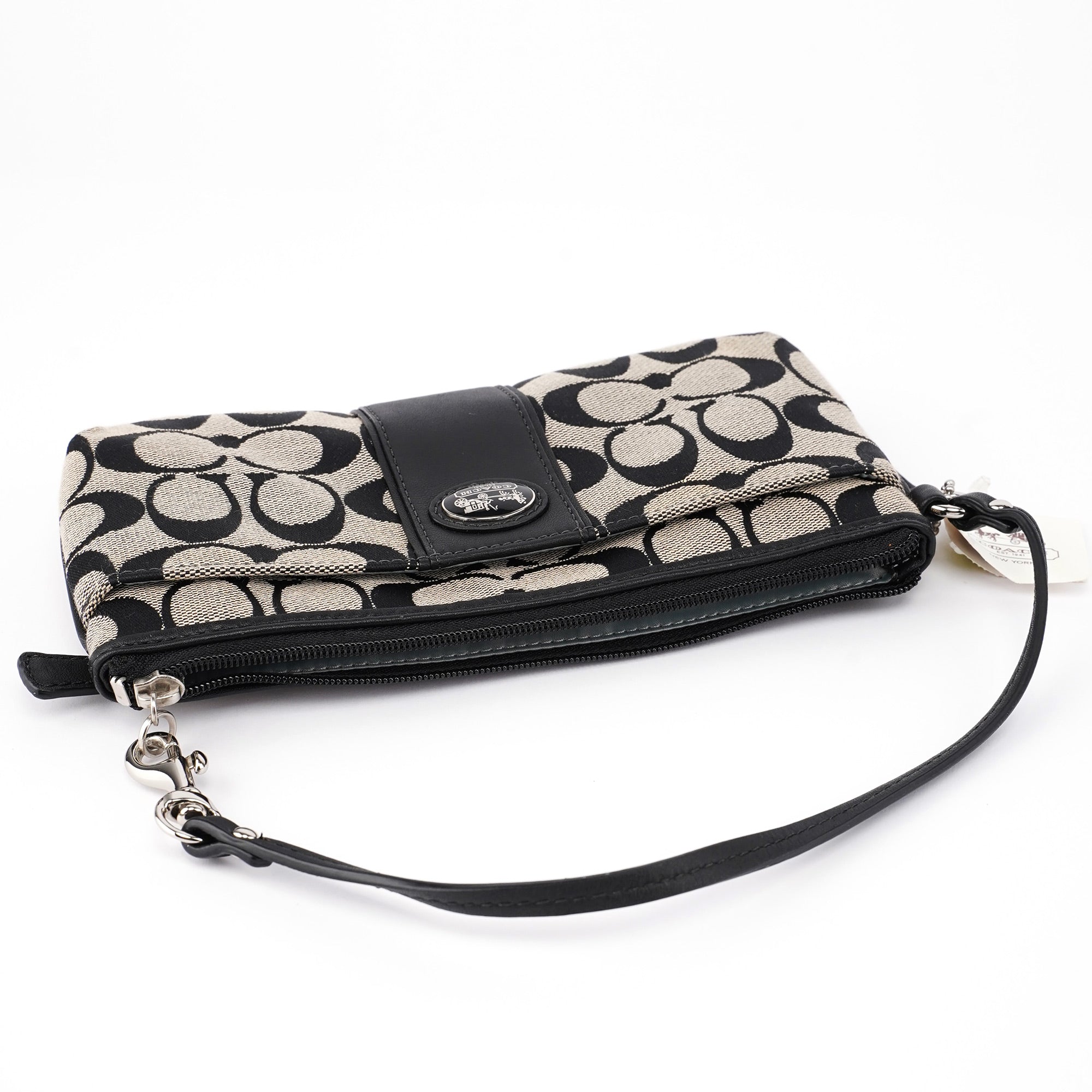 Grey Signature C Mini Clutch Bag