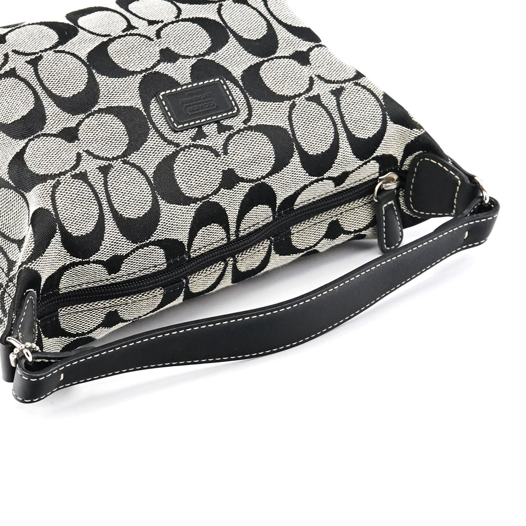 Grey Signature Canvas Mini Hobo Bag
