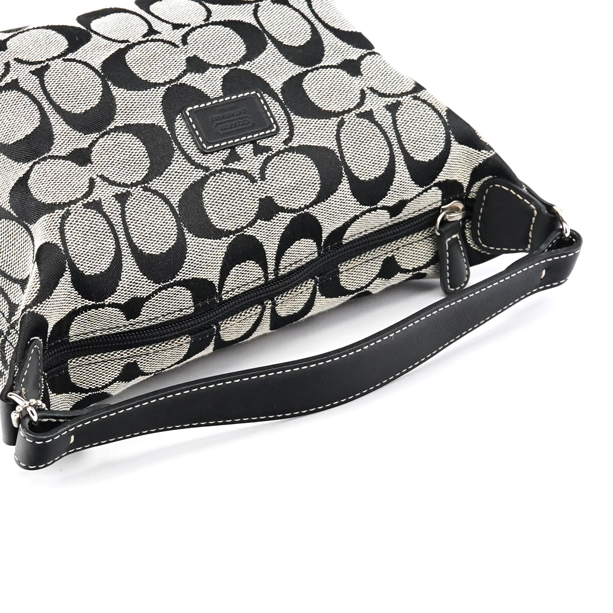Grey Signature Canvas Mini Hobo Bag