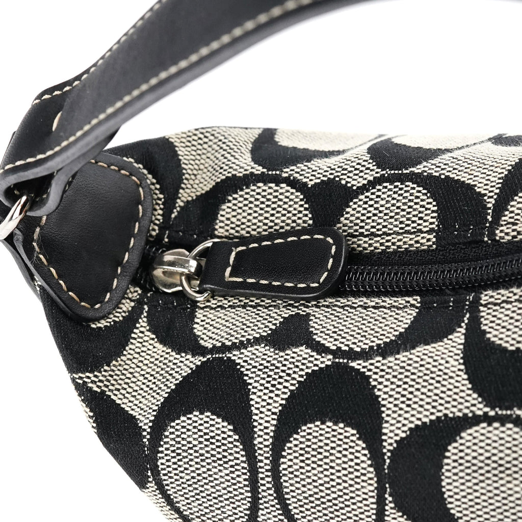 Grey Signature Canvas Mini Hobo Bag