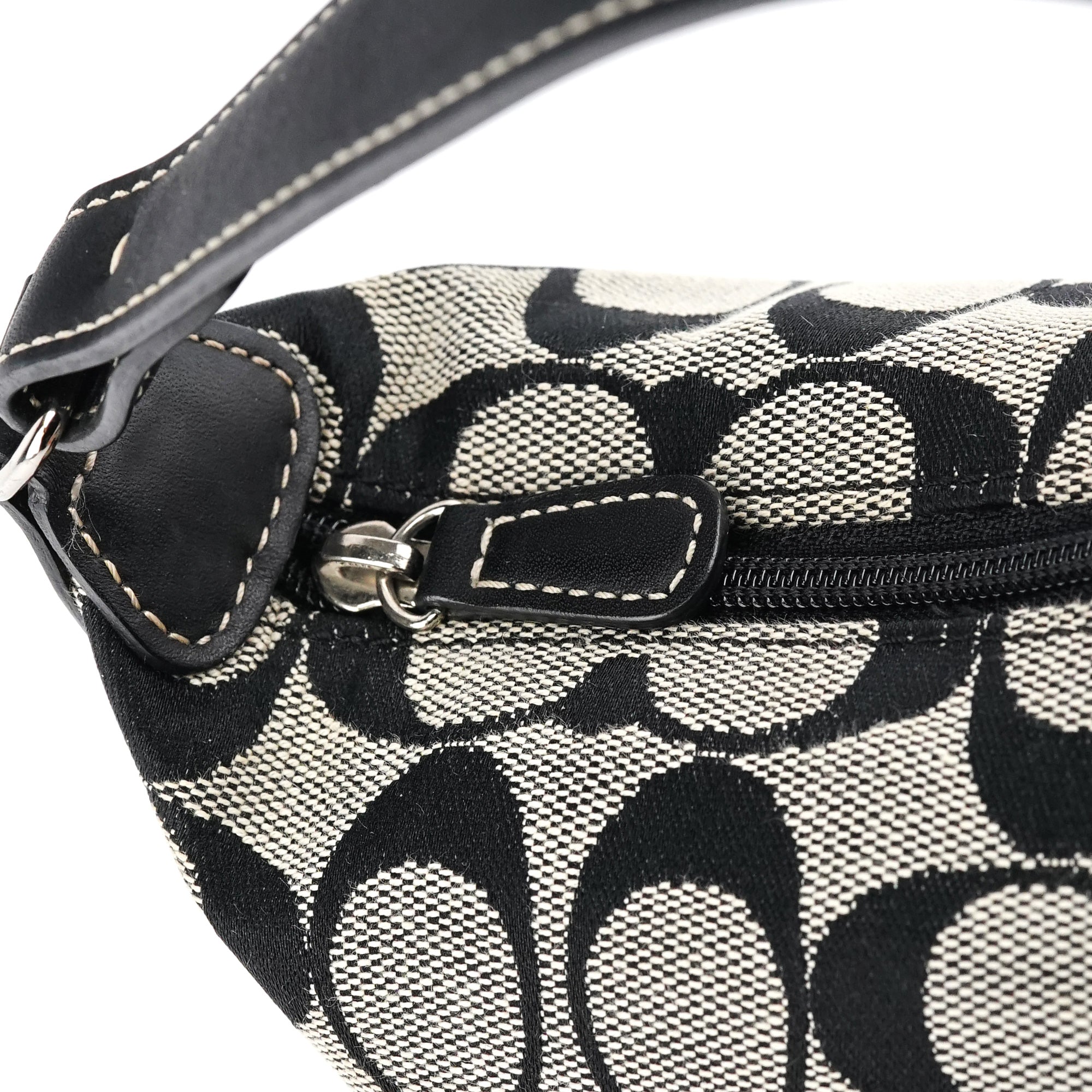Grey Signature Canvas Mini Hobo Bag