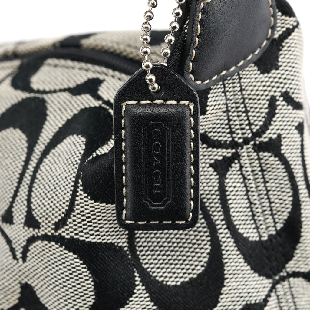 Grey Signature Canvas Mini Hobo Bag