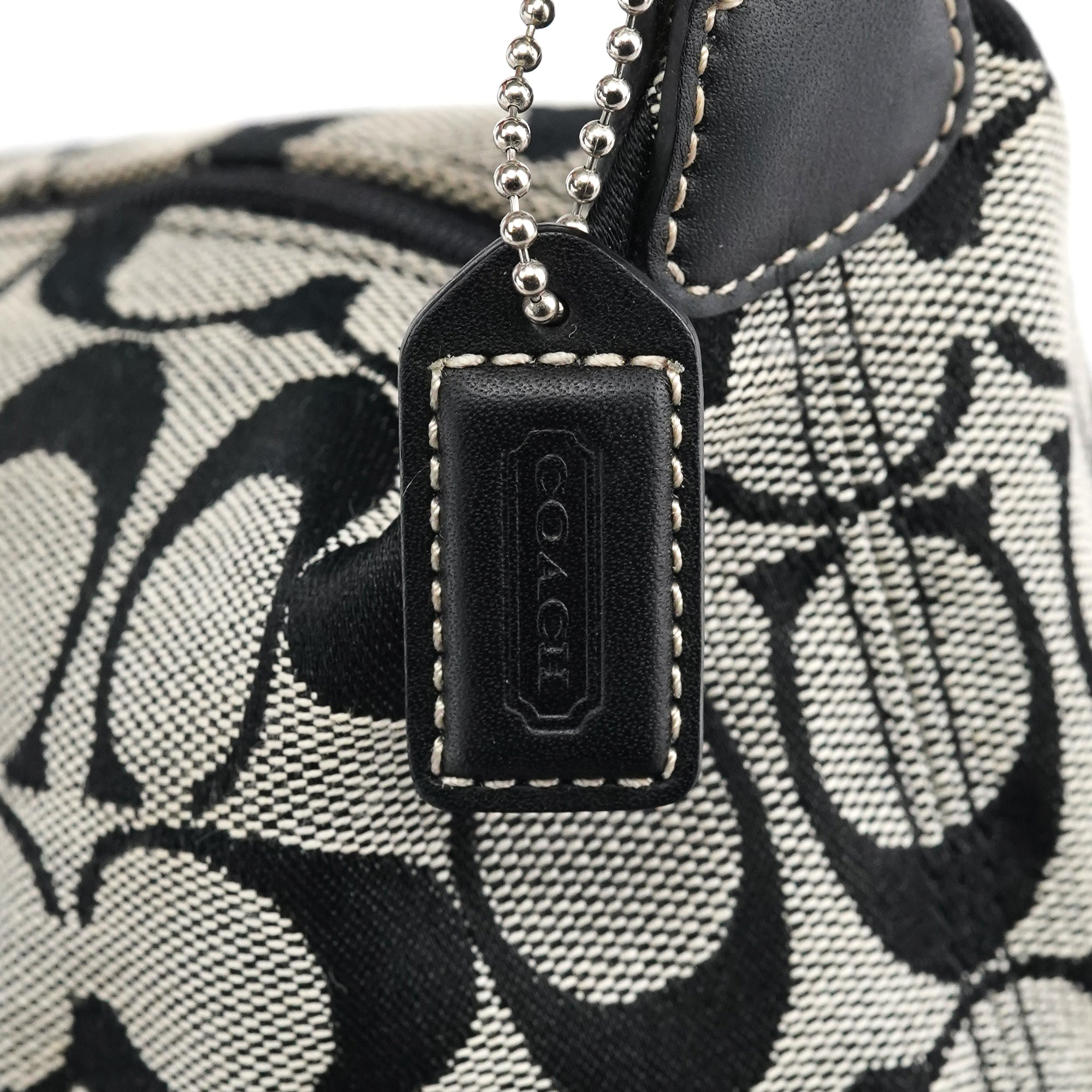 Grey Signature Canvas Mini Hobo Bag