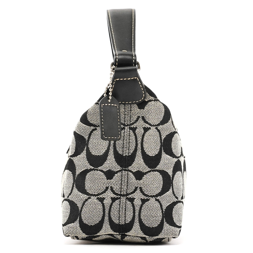 Grey Signature Canvas Mini Hobo Bag