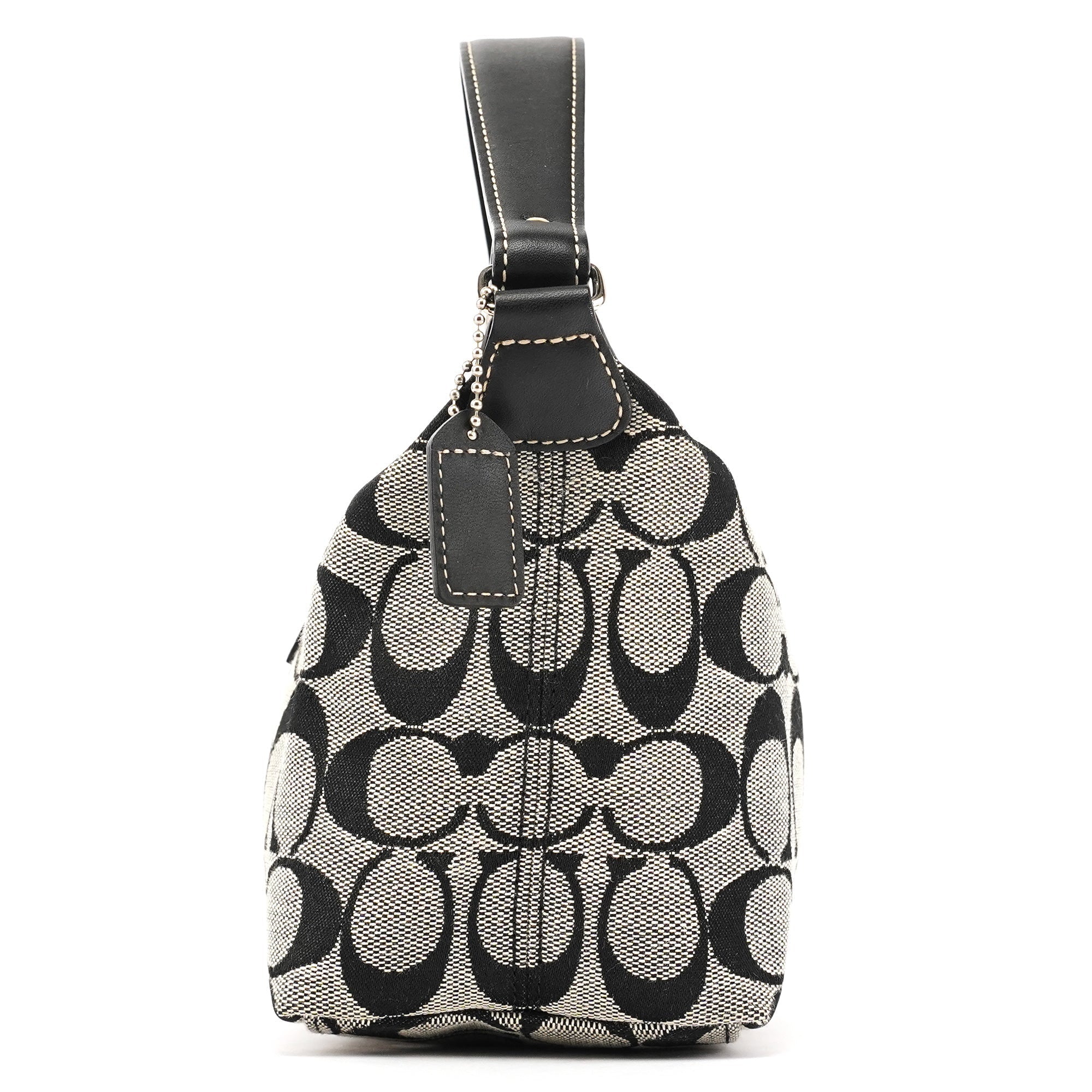 Grey Signature Canvas Mini Hobo Bag