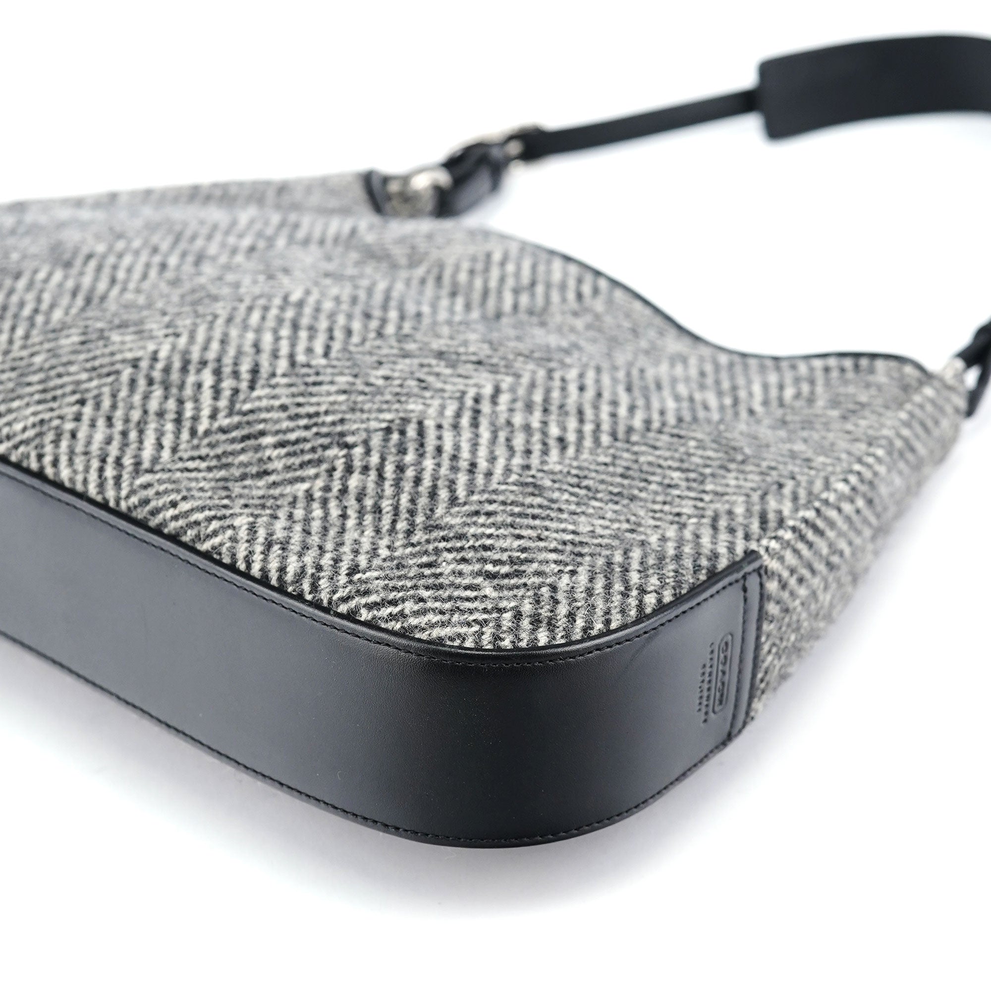 Grey Wool Hobo Shoulder Bag