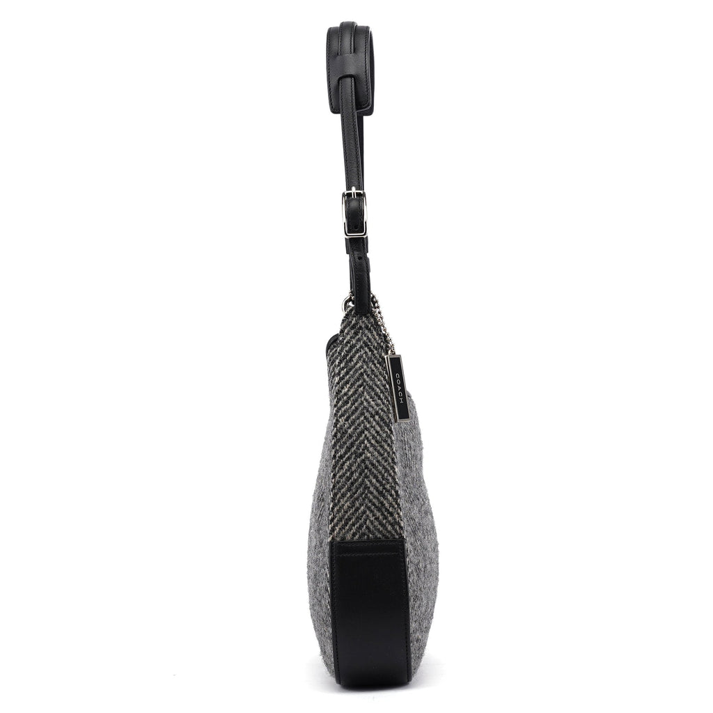 Grey Wool Hobo Shoulder Bag