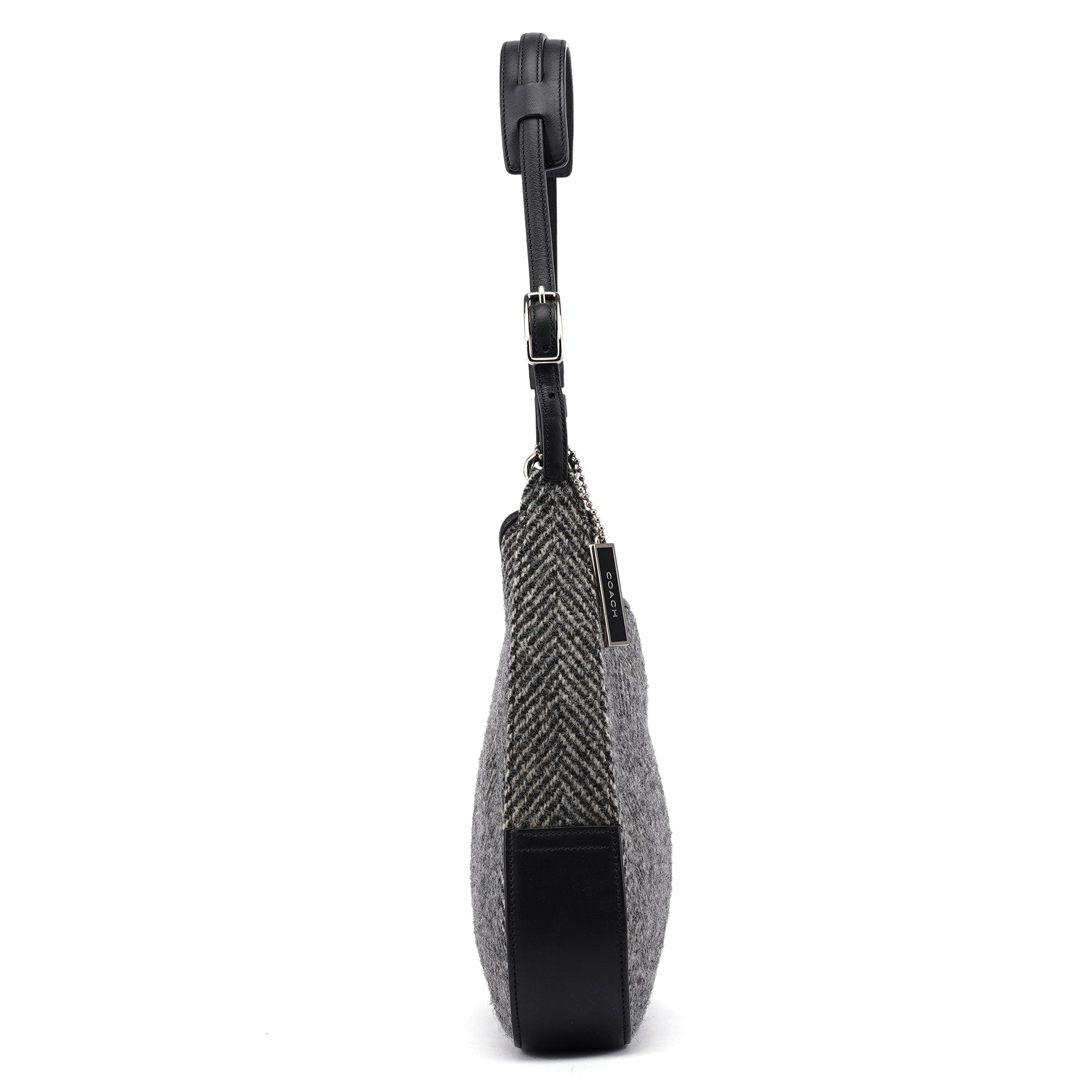 Grey Wool Hobo Shoulder Bag
