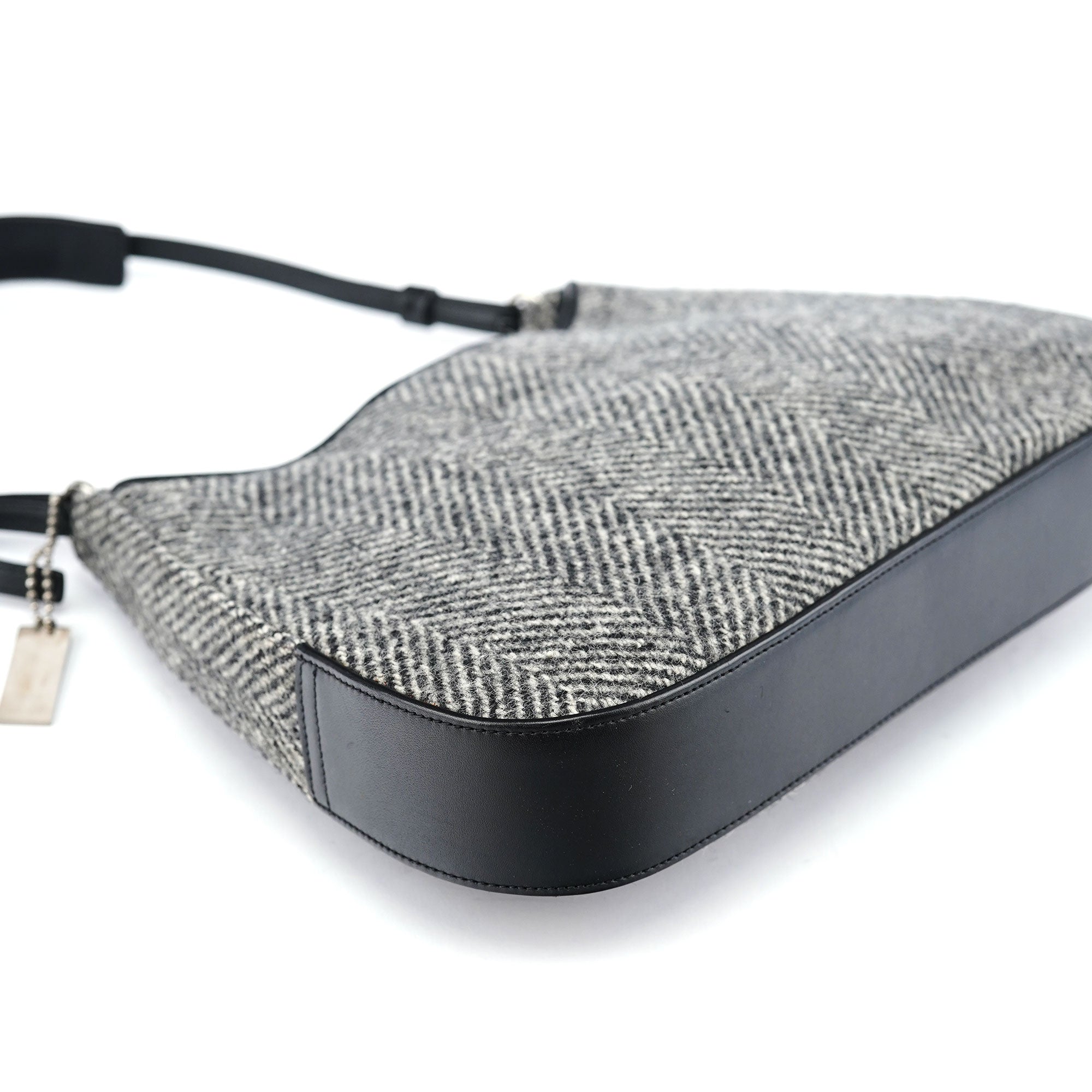 Grey Wool Hobo Shoulder Bag