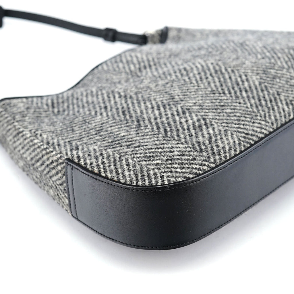 Grey Wool Hobo Shoulder Bag
