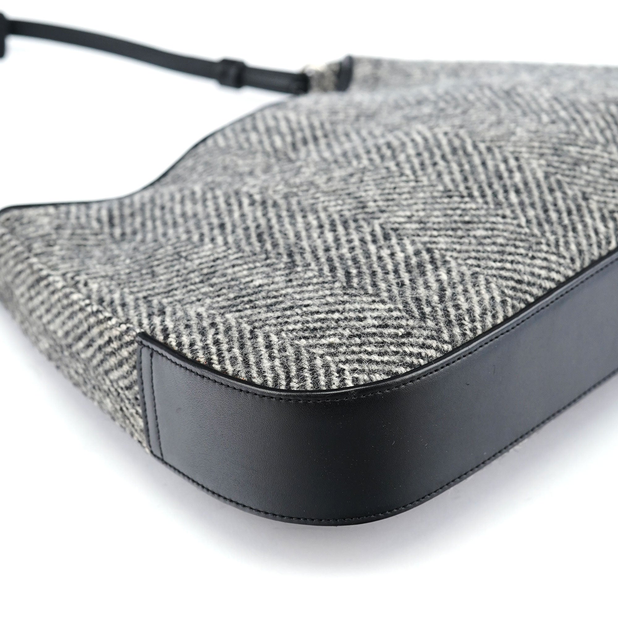 Grey Wool Hobo Shoulder Bag