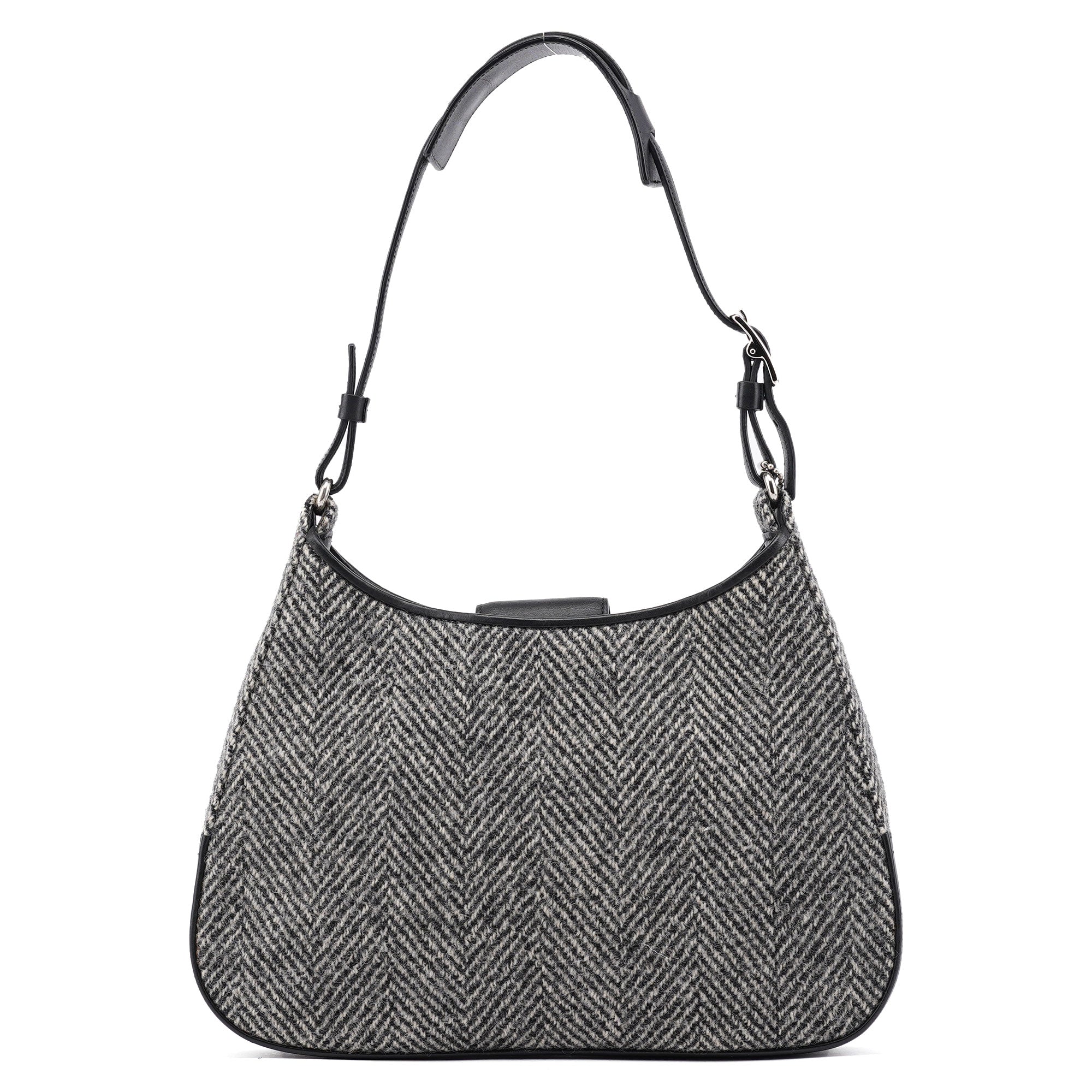 Grey Wool Hobo Shoulder Bag