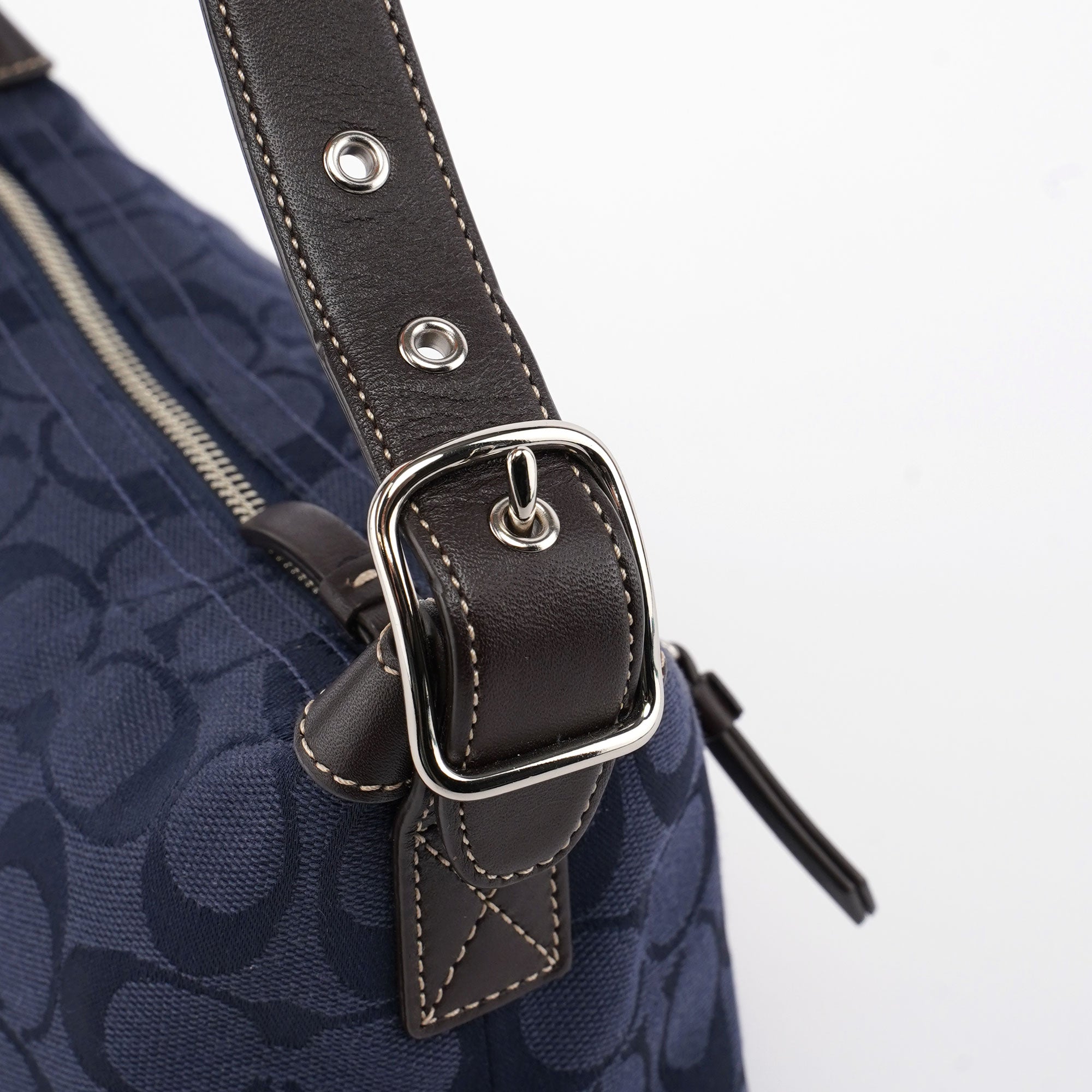 Navy Signature C Hobo Shoulder Bag