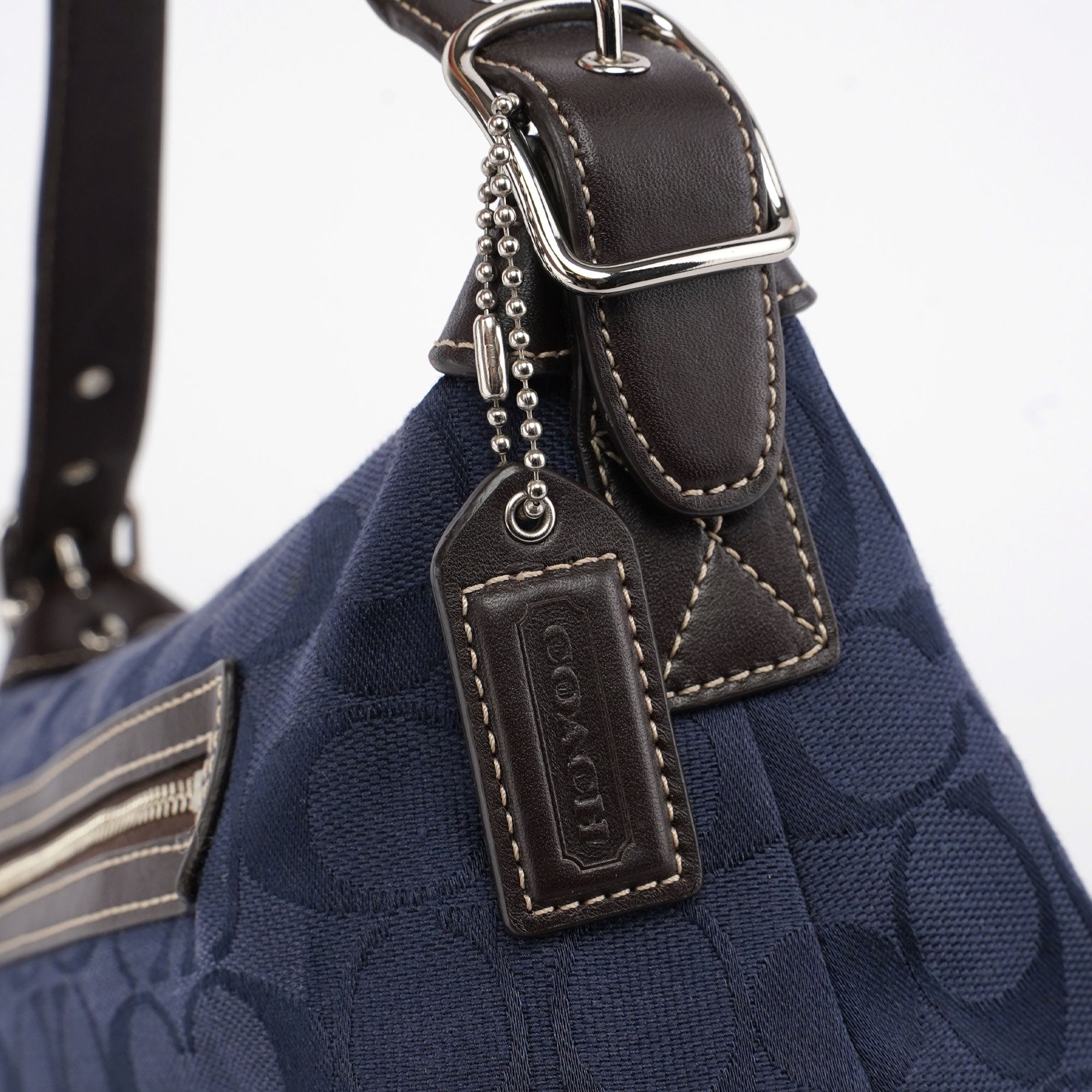 Navy Signature C Hobo Shoulder Bag