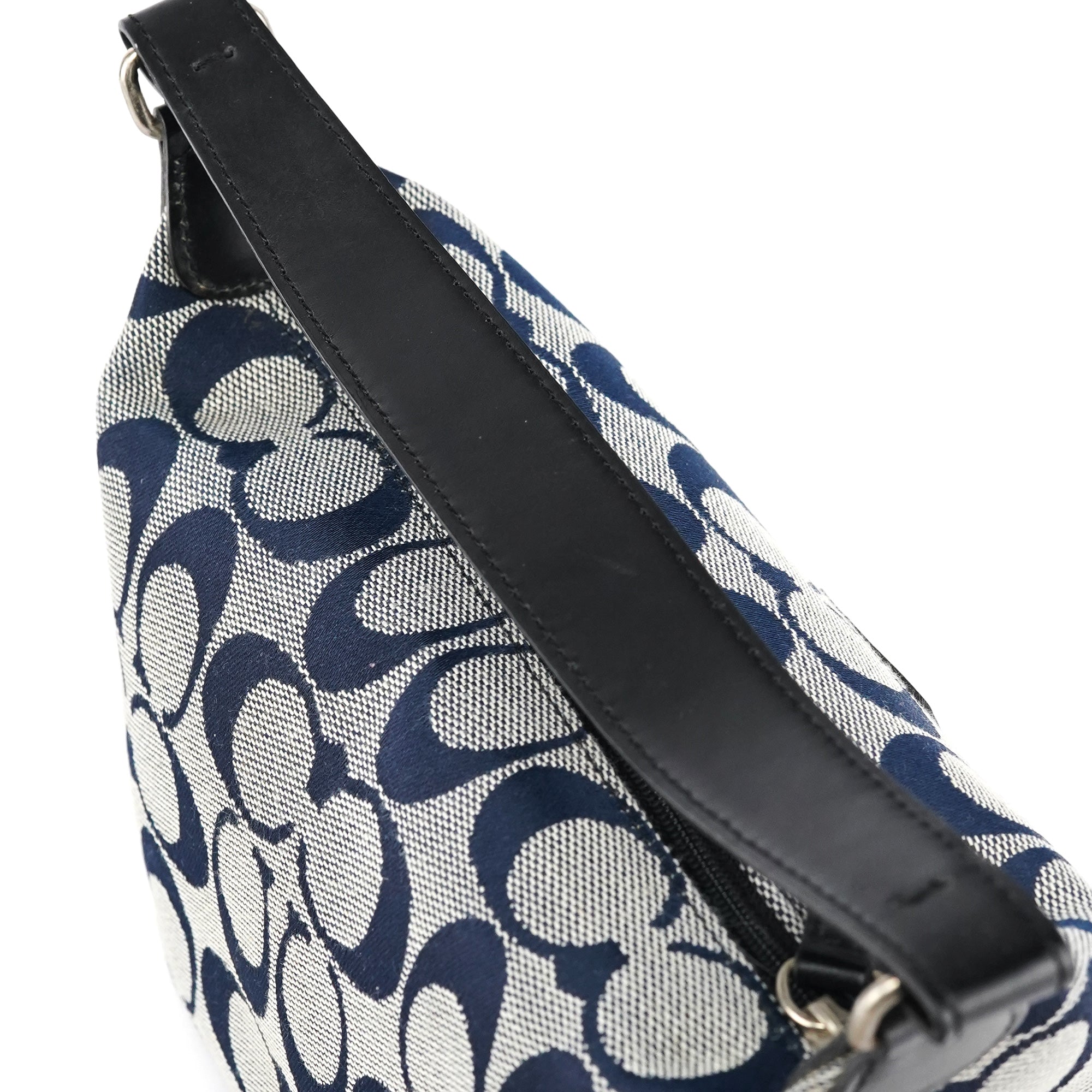 Navy Signature Canvas Mini Hobo Bag