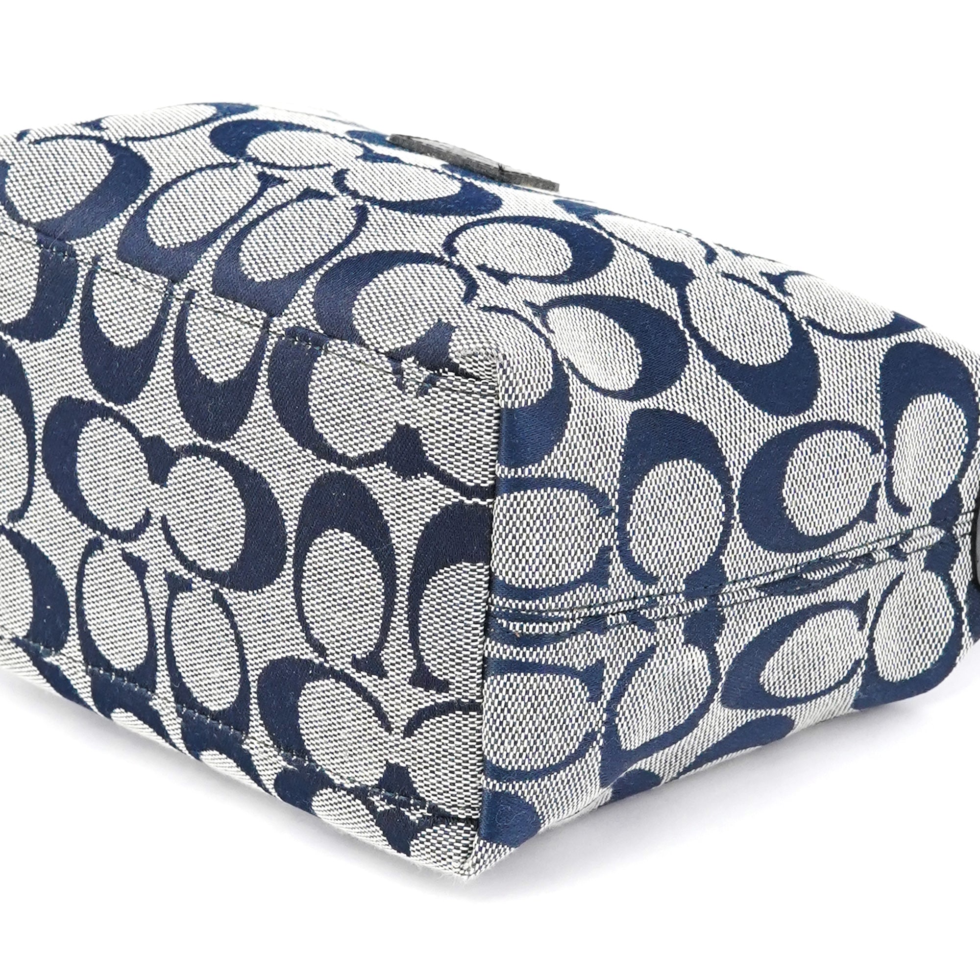 Navy Signature Canvas Mini Hobo Bag